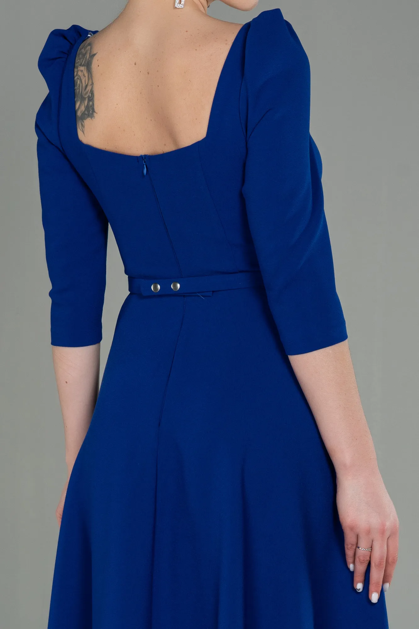 Sax Blue-Midi Invitation Dress ABK1678