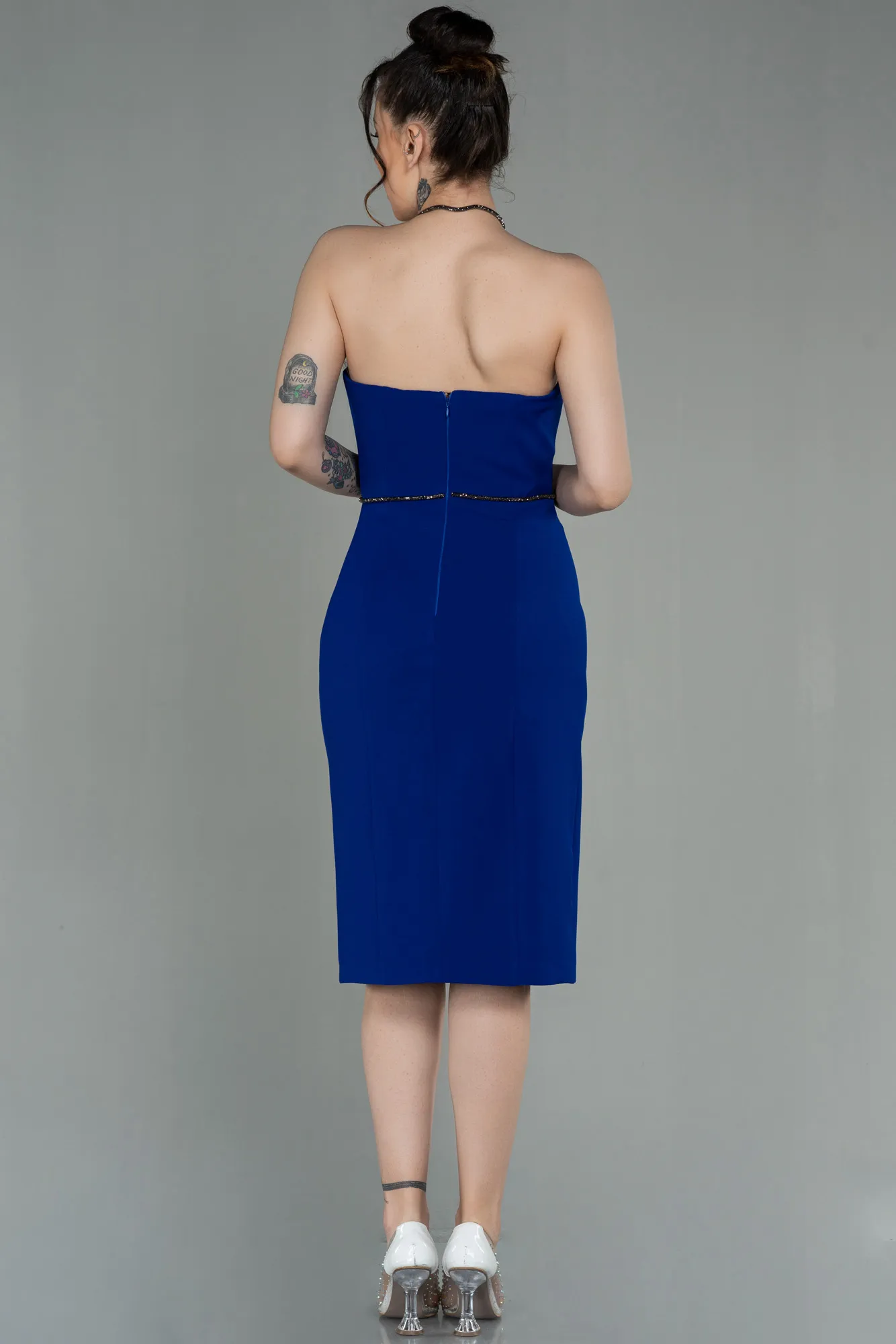 Sax Blue-Midi Invitation Dress ABK1709