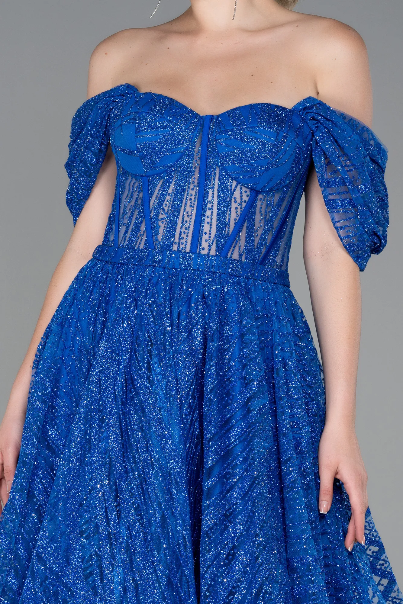 Sax Blue-Midi Invitation Dress ABK1810