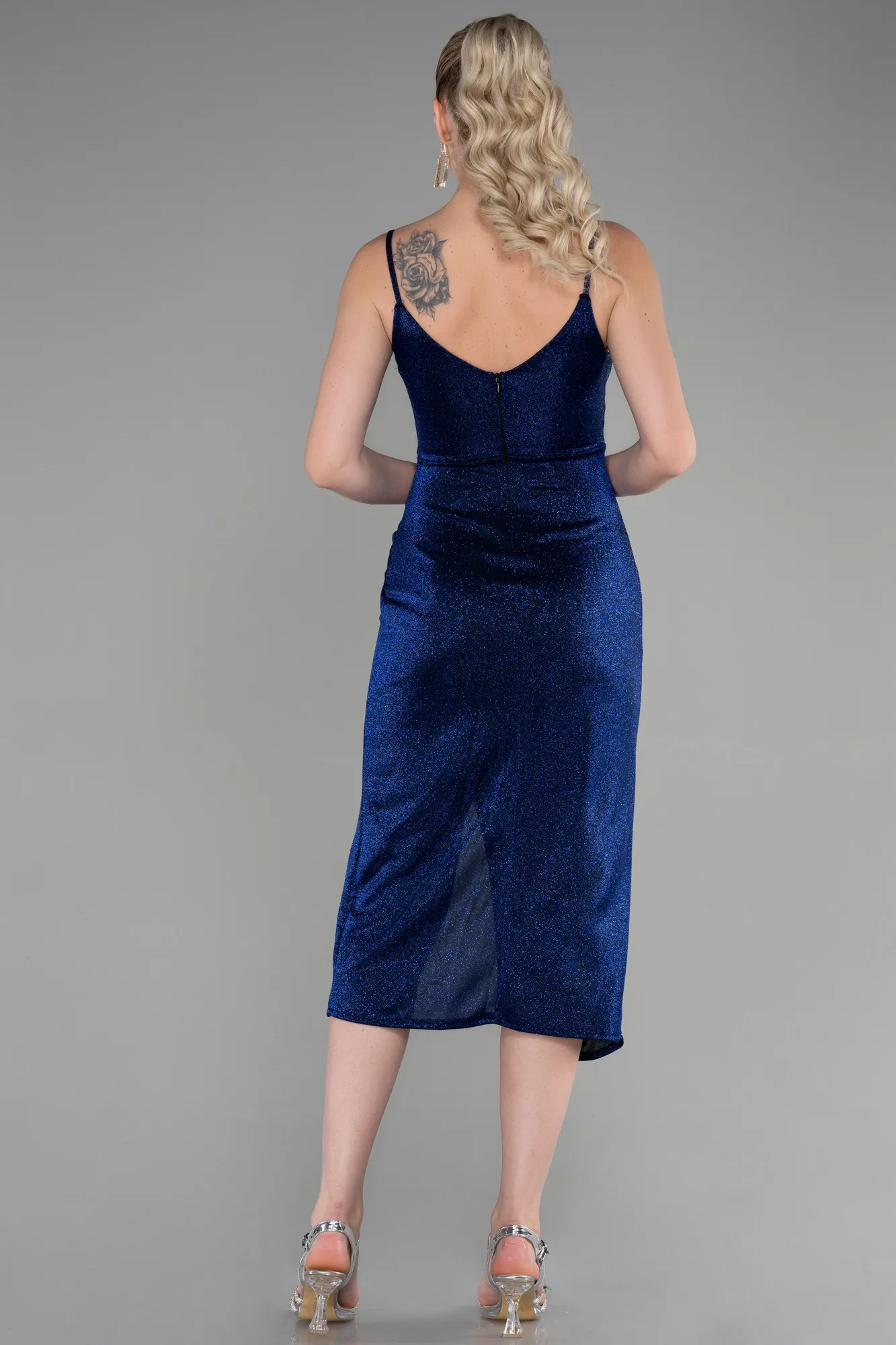 Sax Blue-Midi Invitation Dress ABK1883