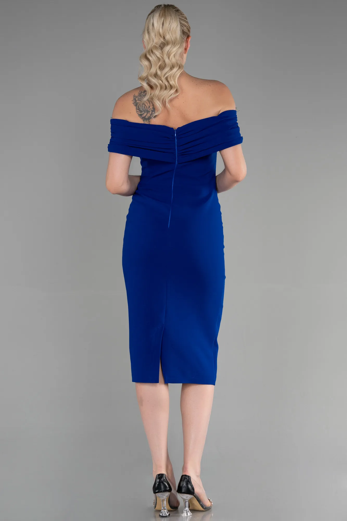 Sax Blue-Midi Invitation Dress ABK1902