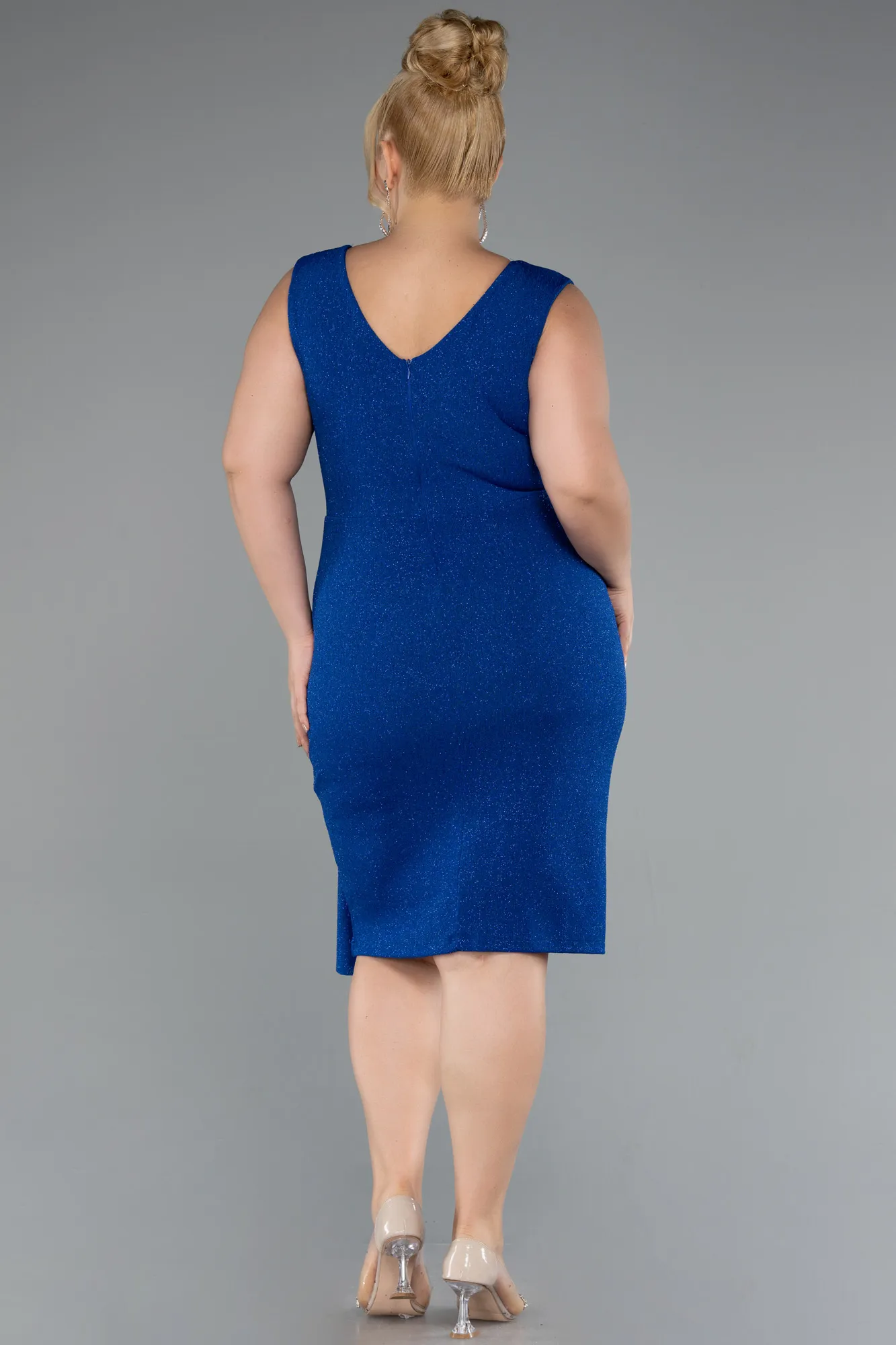 Sax Blue-Midi Oversized Evening Dress ABK1752