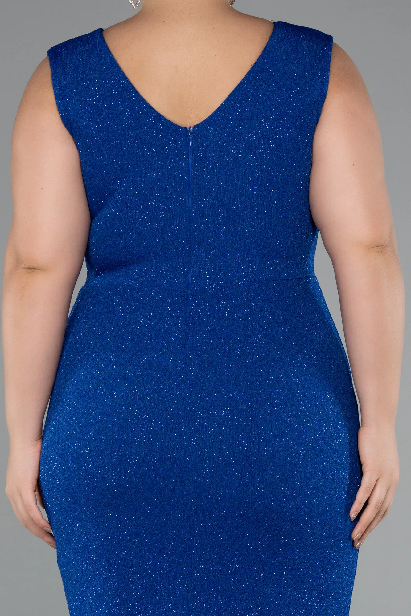 Sax Blue-Midi Oversized Evening Dress ABK1752