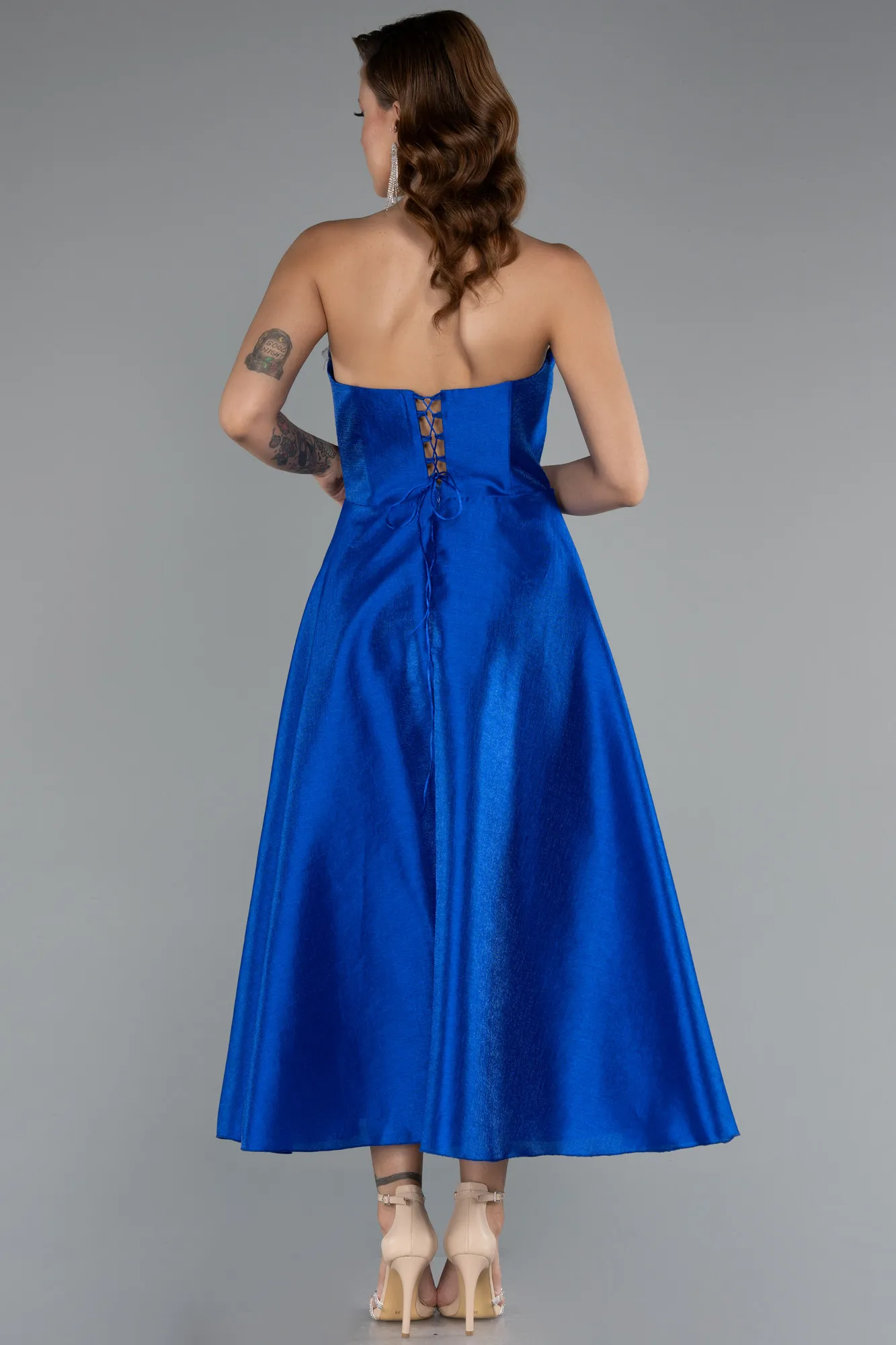 Sax Blue-Midi Party Dress ABK2405