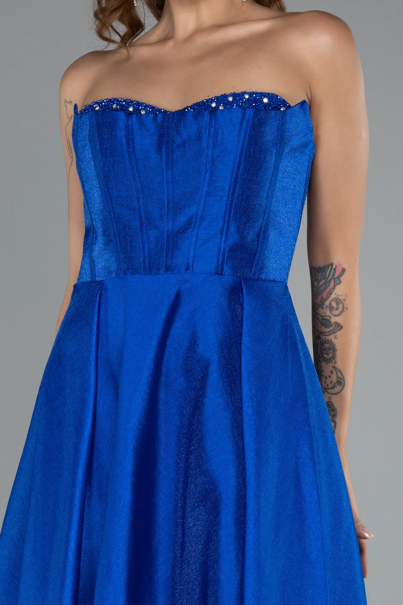 Sax Blue-Midi Party Dress ABK2405