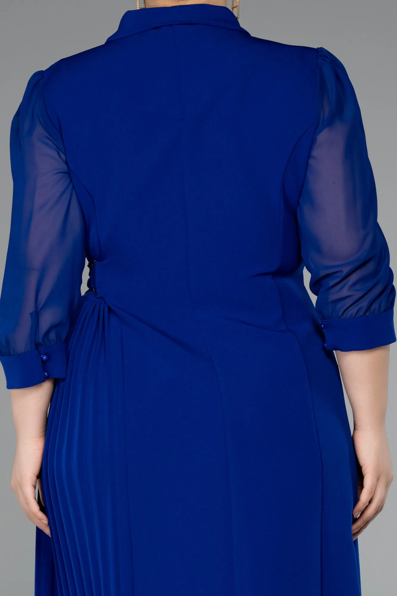 Sax Blue-Midi Plus Size Evening Dress ABK2283