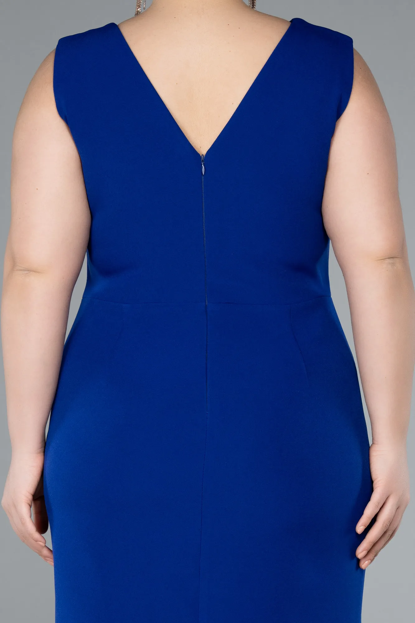 Sax Blue-Midi Plus Size Party Dress ABK2320