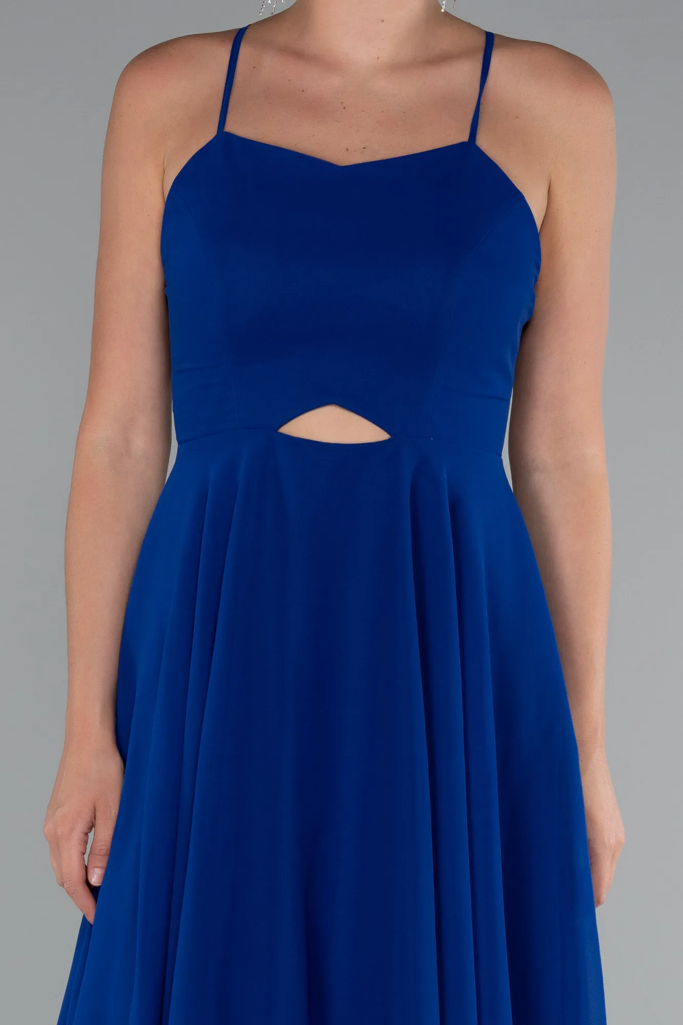 Sax Blue-Short Chiffon Cocktail Dress ABK2358