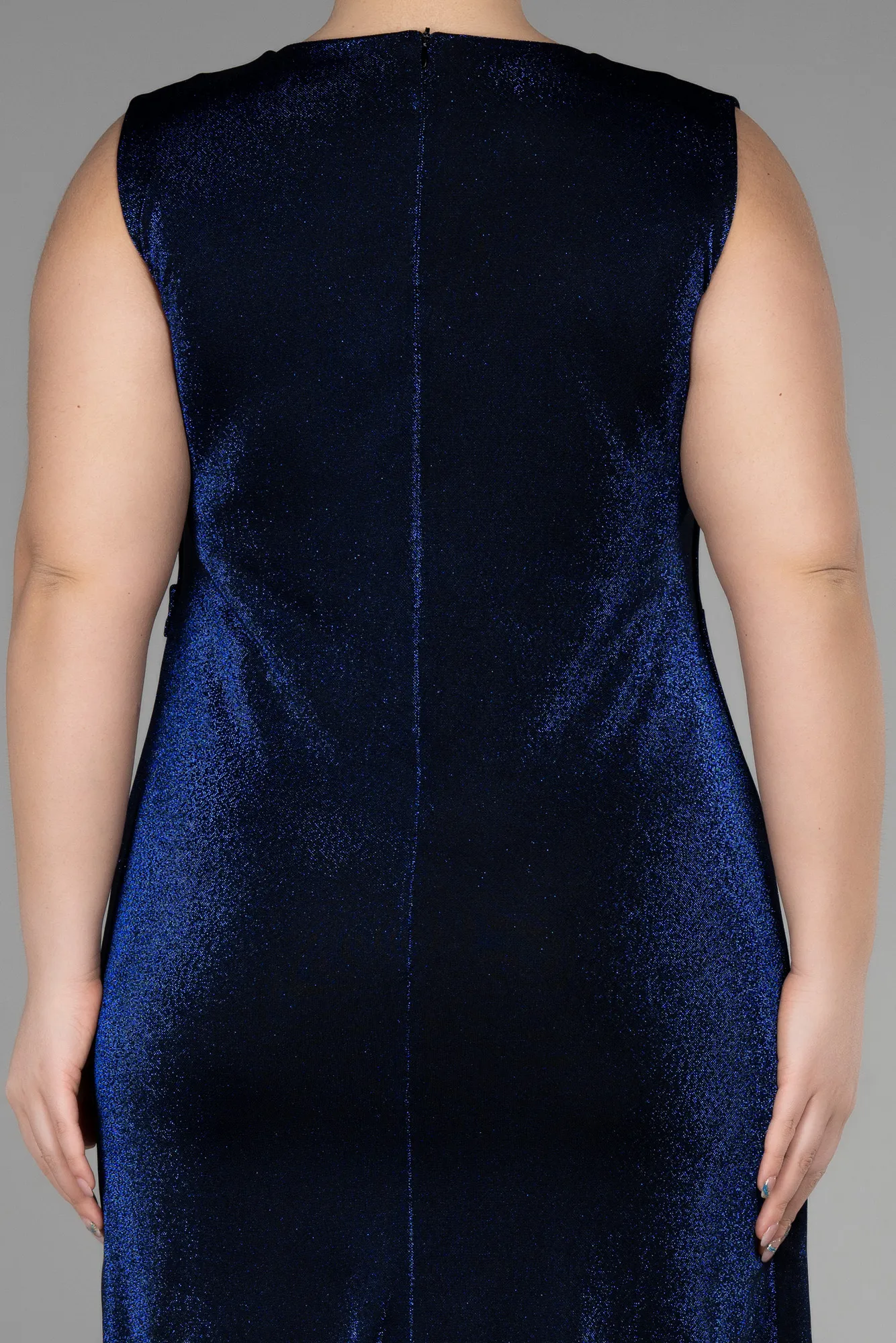 Sax Blue-Short Plus Size Cocktail Dress ABK1971
