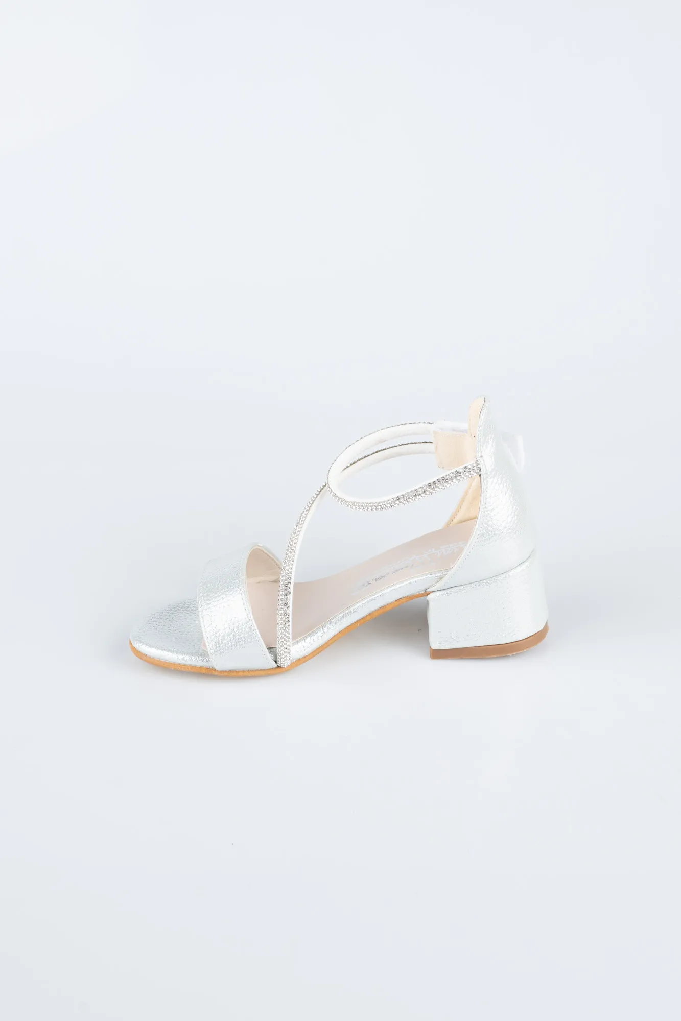 Silver-Crystal Kid Shoe SE796