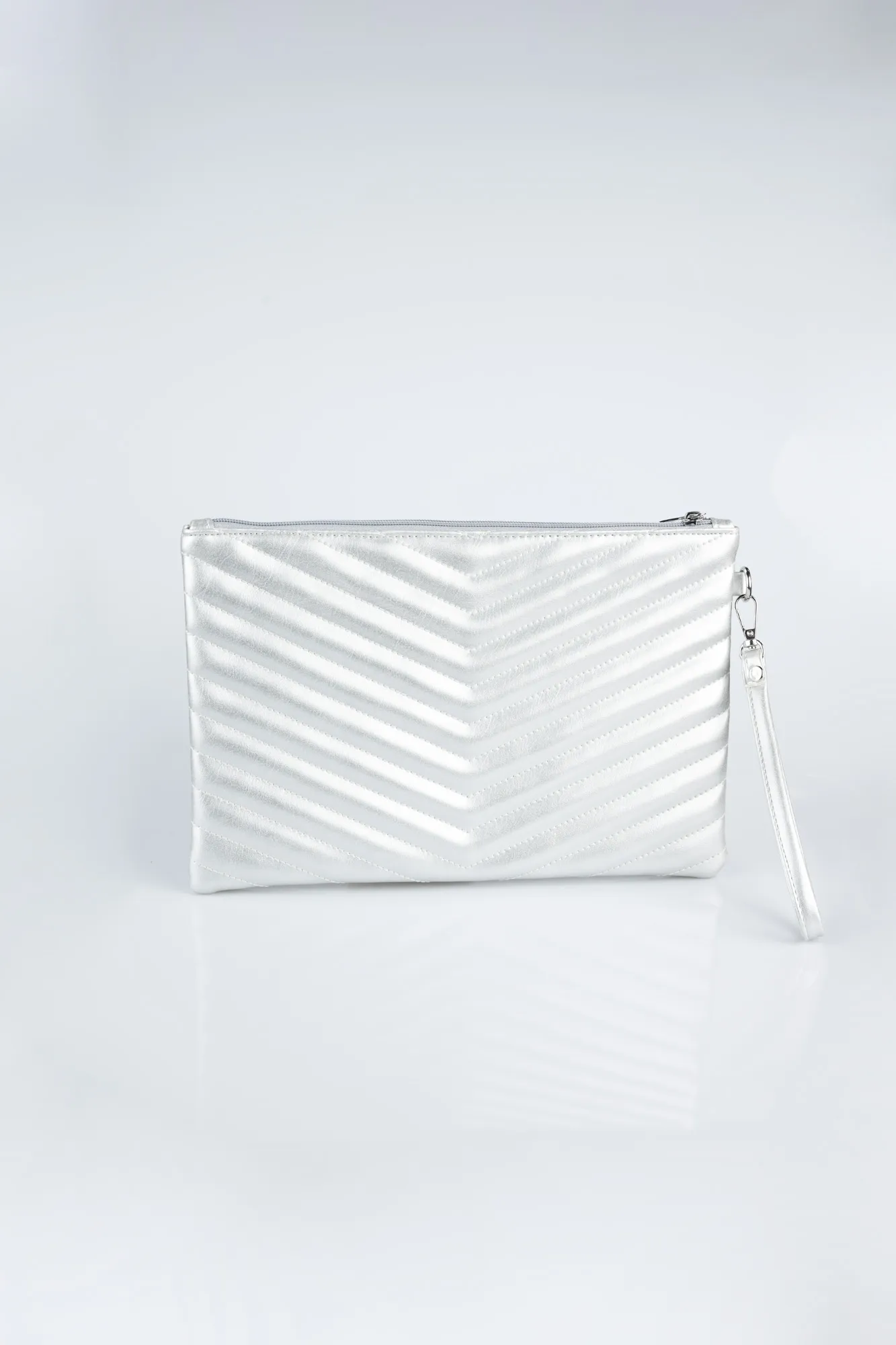 Silver-Leather Evening Bag KC413