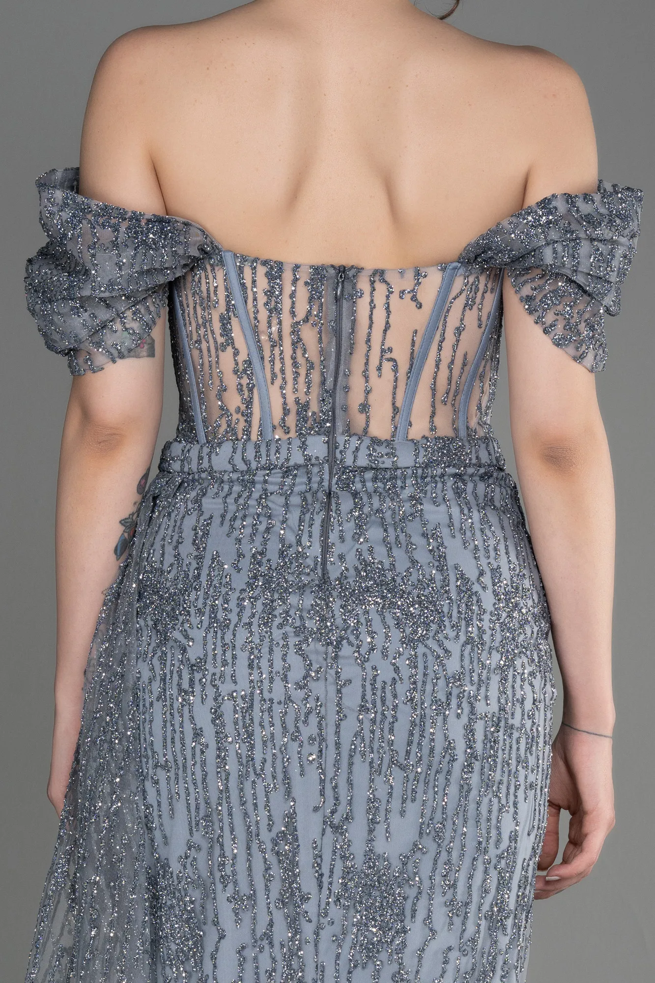 Silver-Long Evening Dress ABU2706