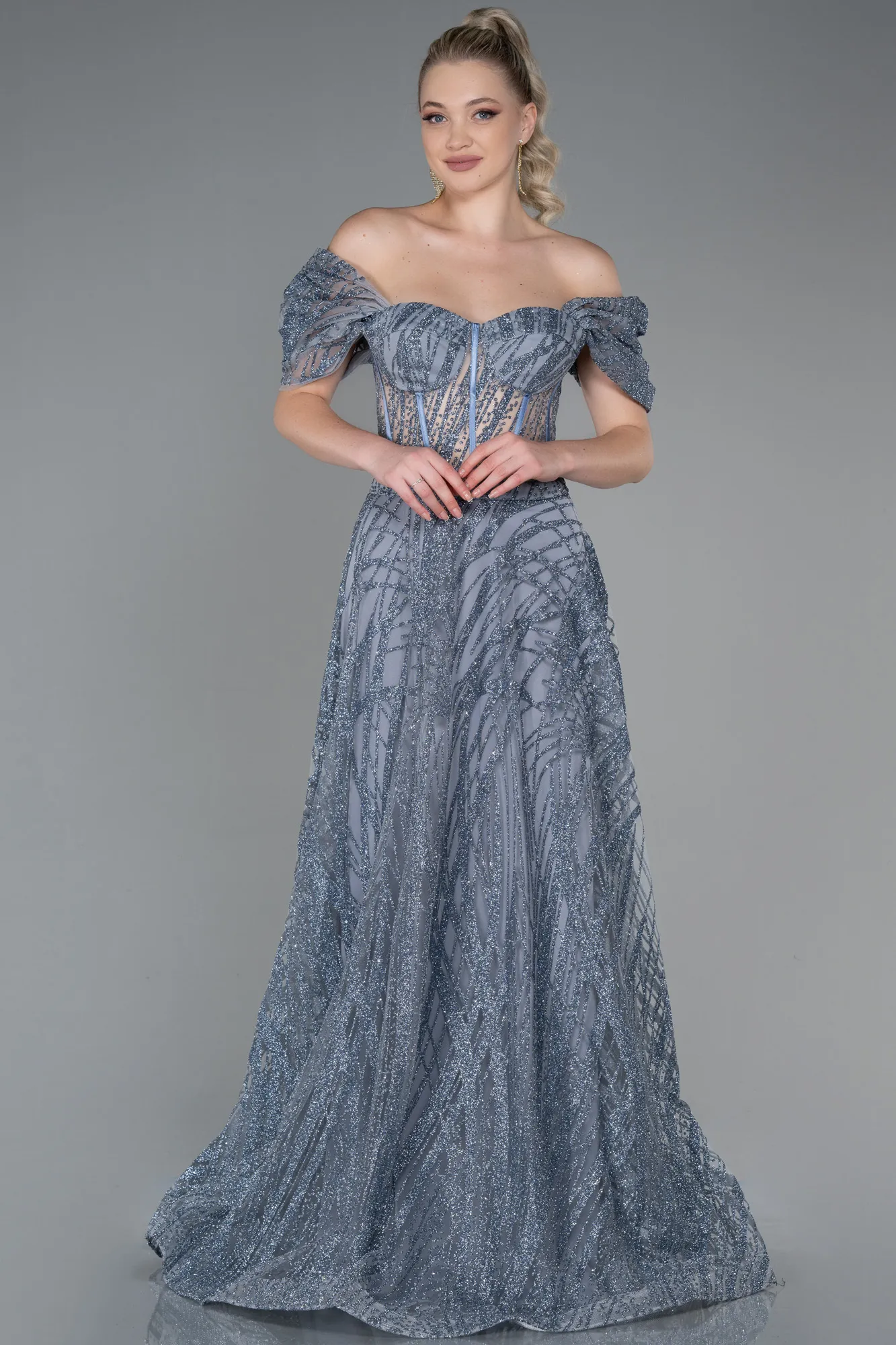 Silver-Long Evening Dress ABU3261