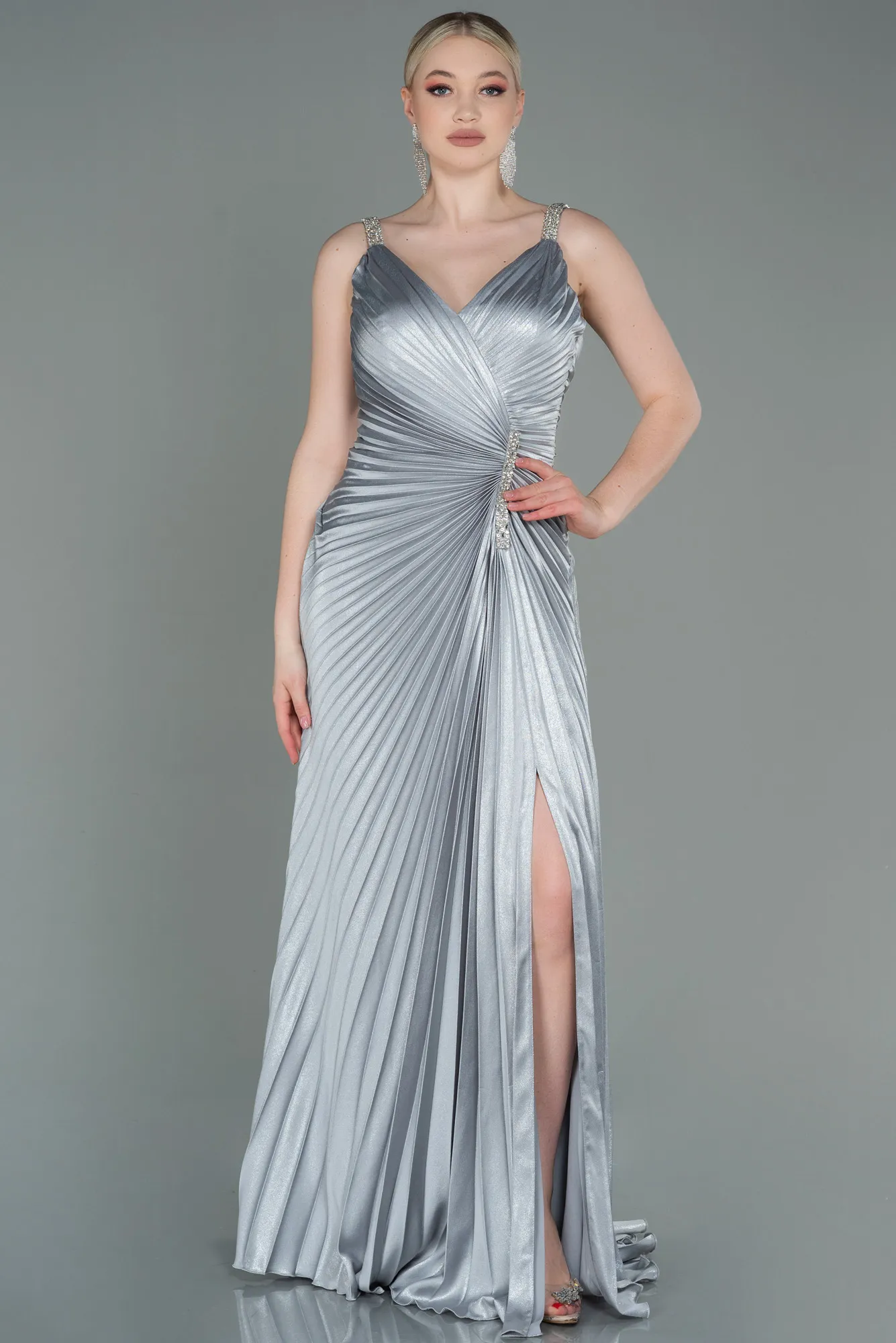 Silver-Long Mermaid Prom Dress ABU2909