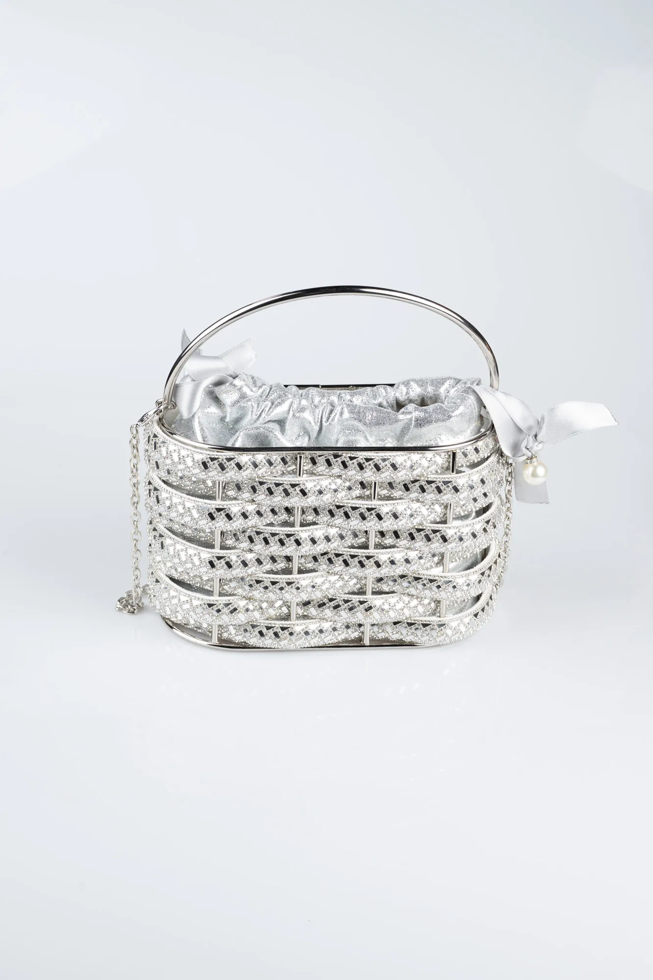 Silver-Metal Night Bag SH847