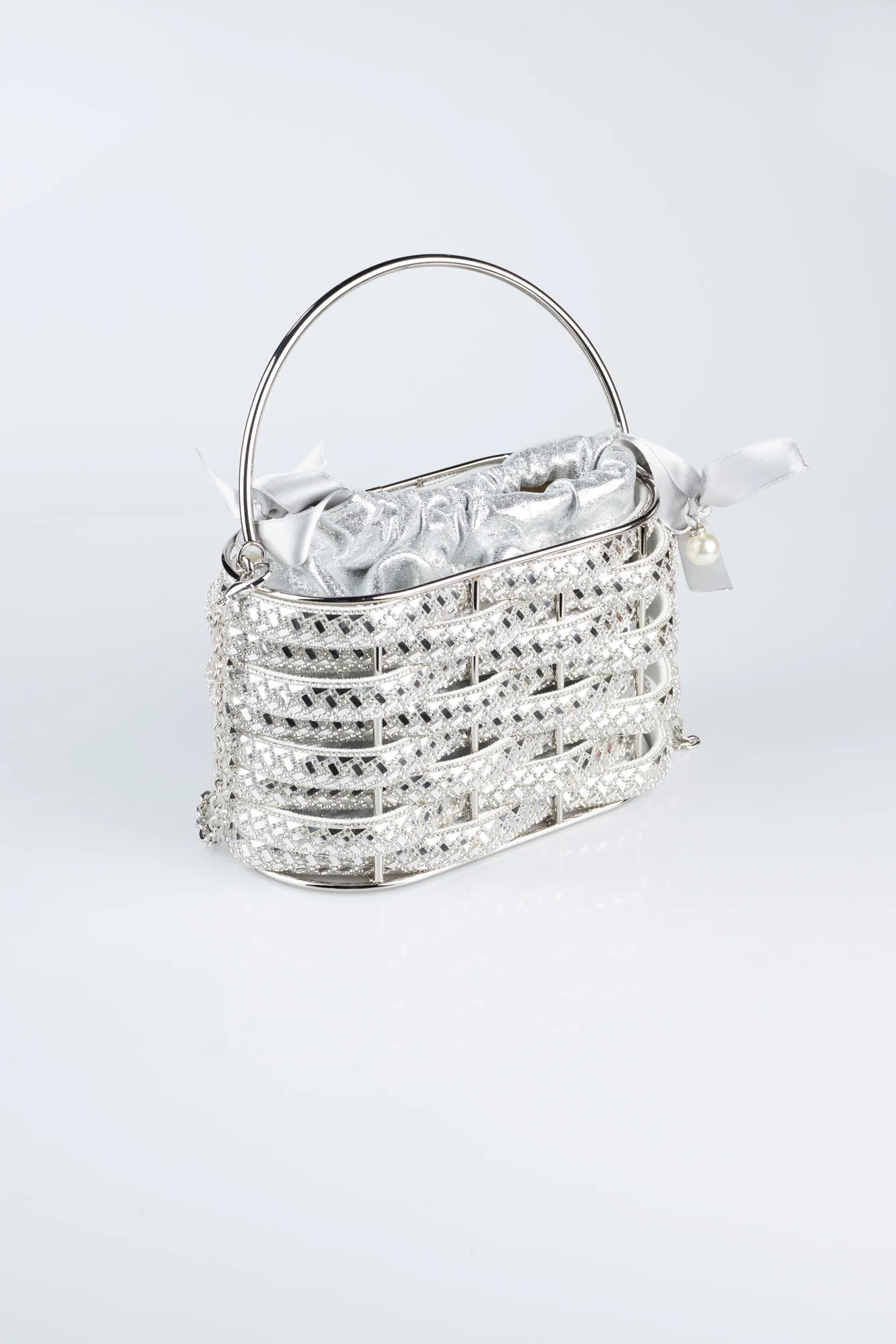 Silver-Metal Night Bag SH847