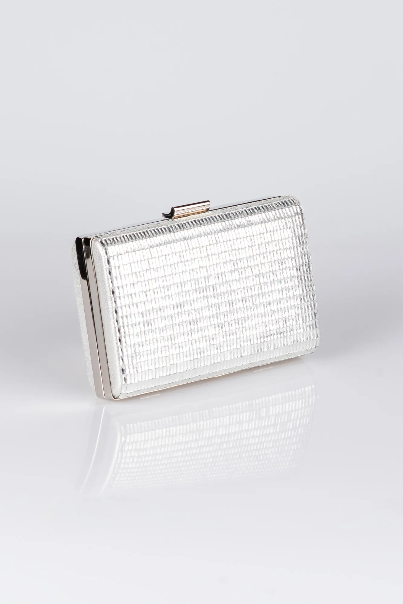 Silver-Plaster Fabric Box Bag V334