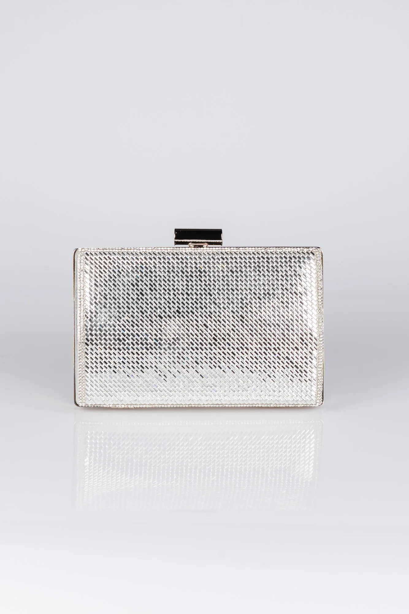 Silver-Plaster Fabric Box Bag V335