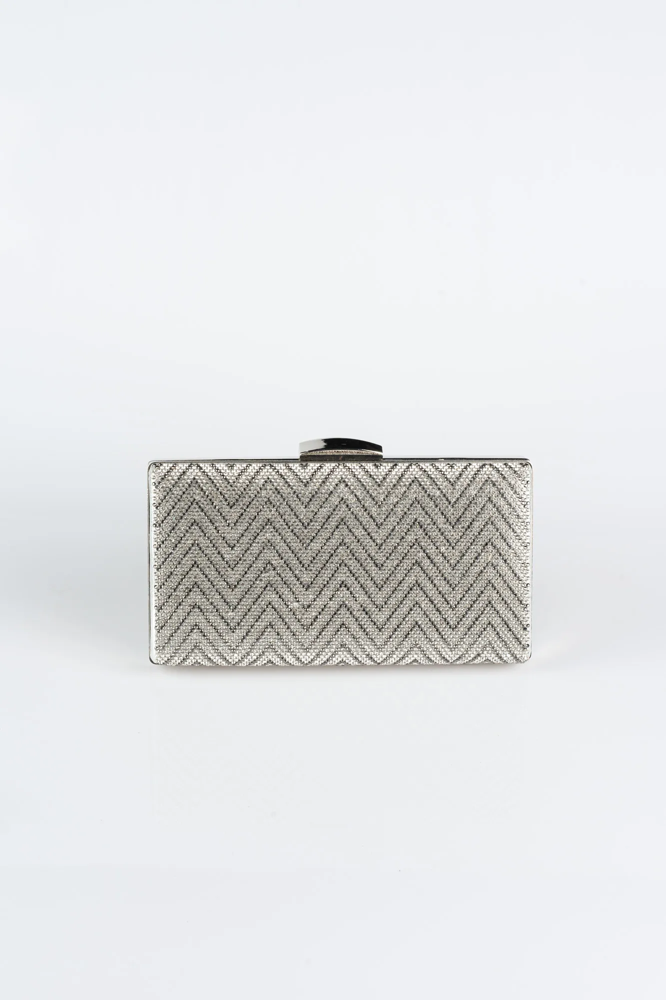 Silver-Plaster Fabric Box Bag V357