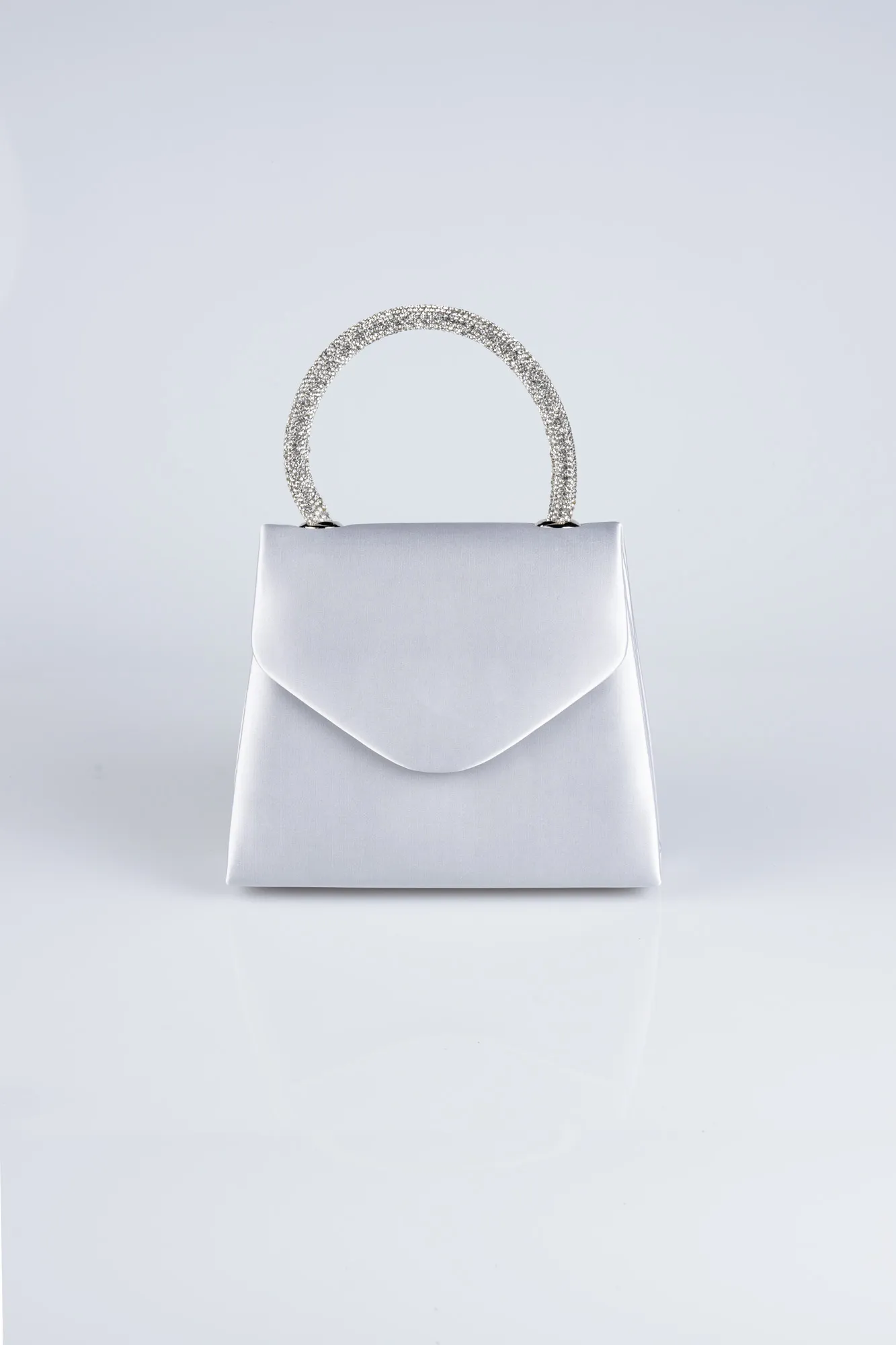 Silver-Satin Box Bag V436