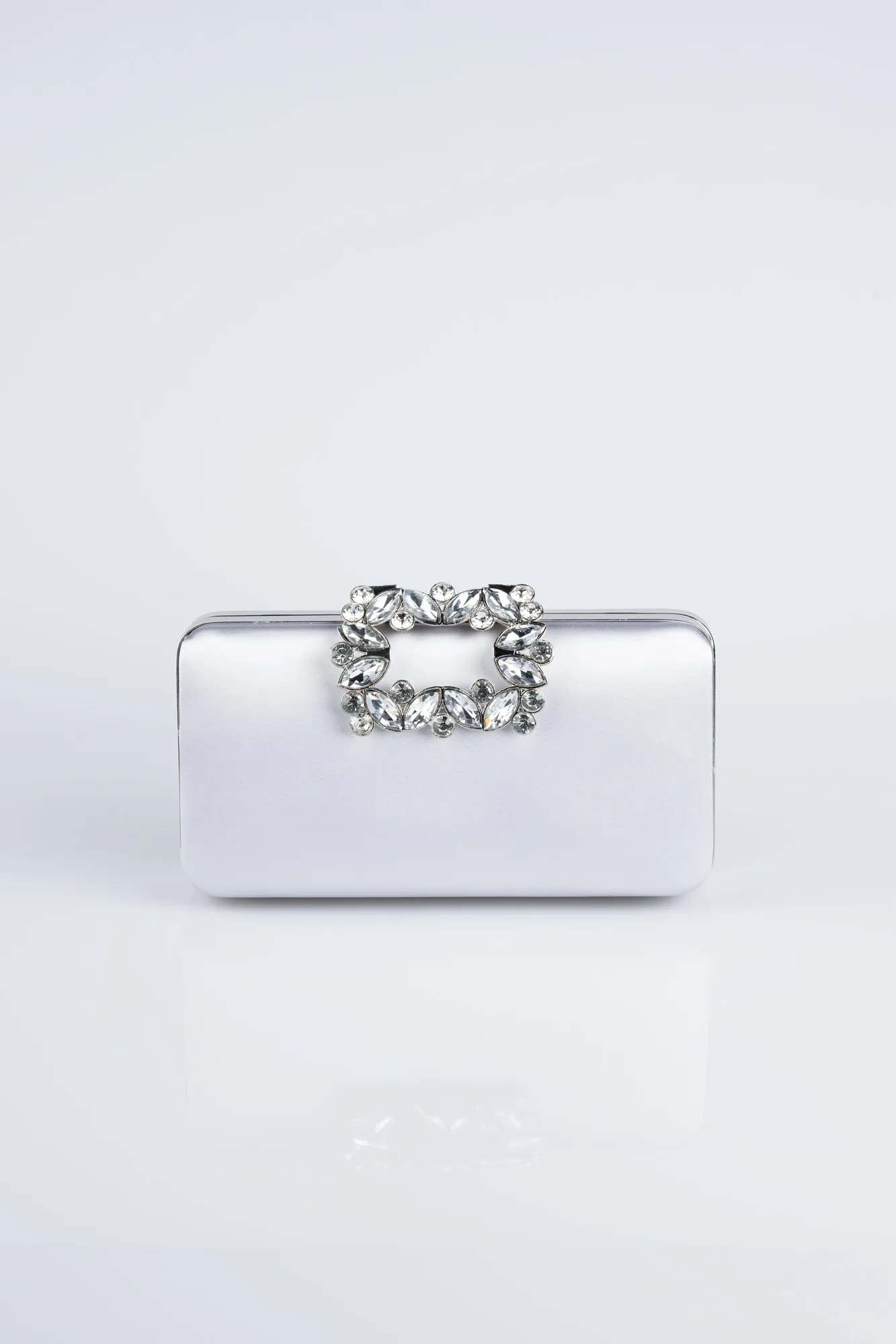 Silver-Satin Box Bag V704