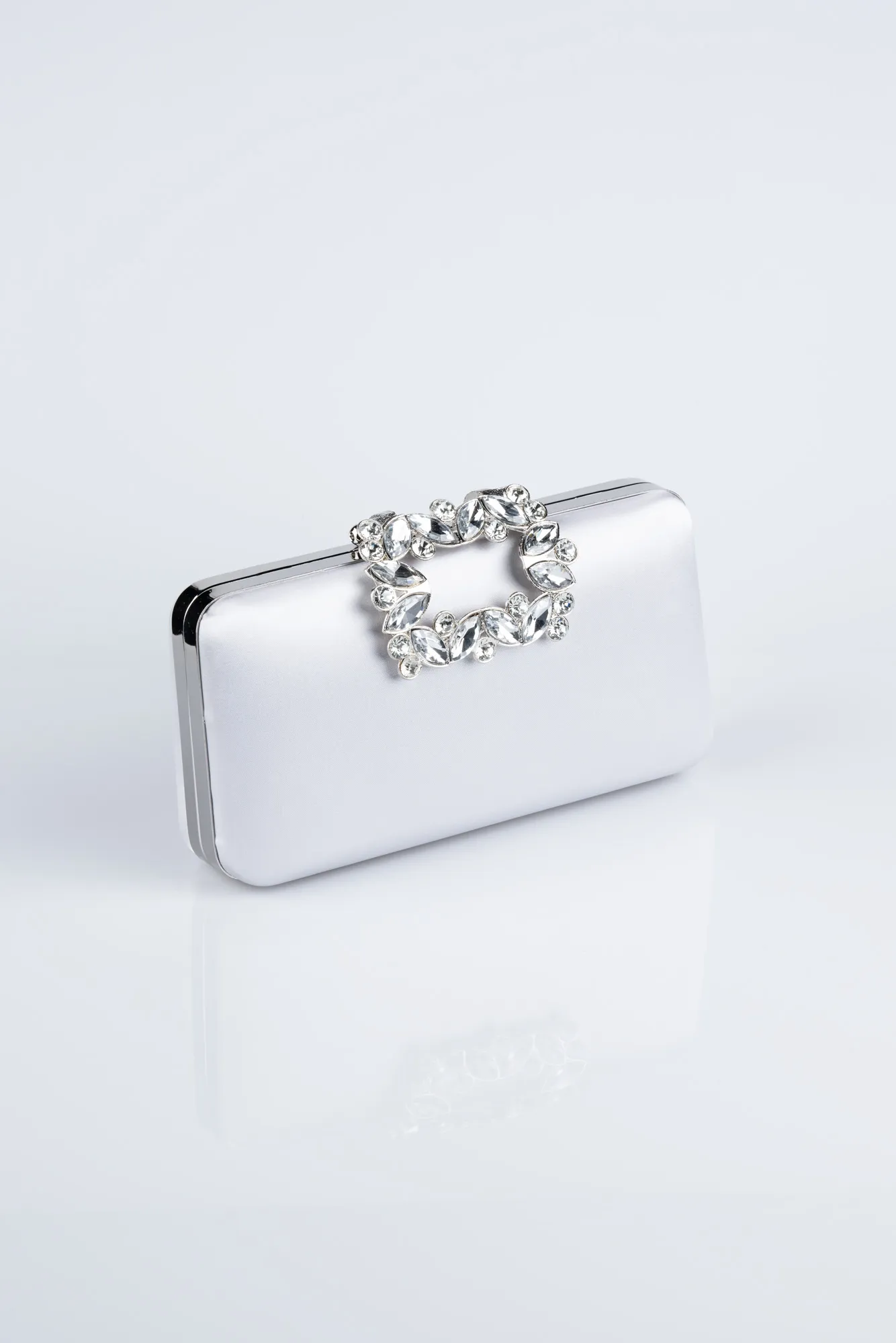 Silver-Satin Box Bag V704