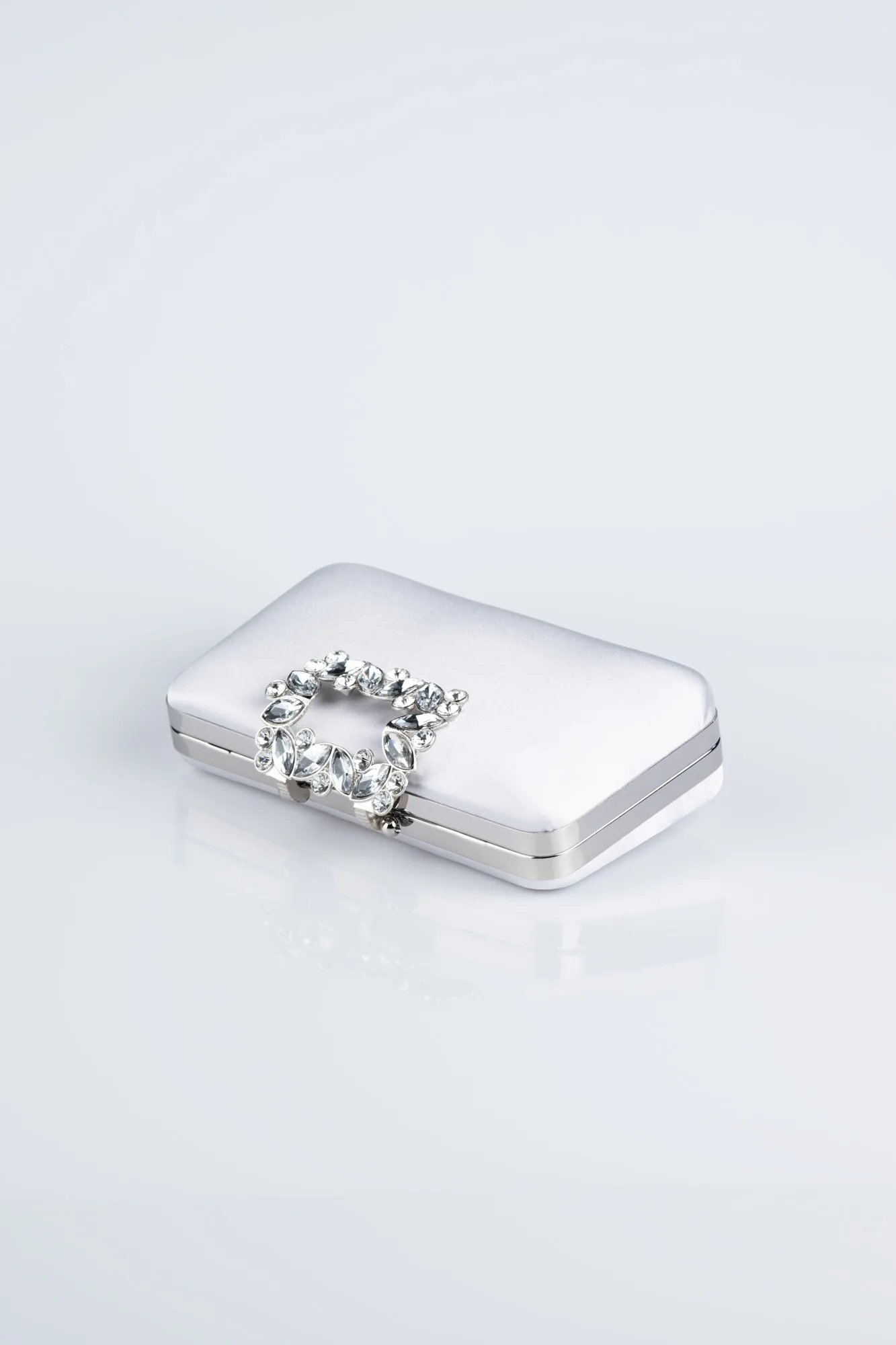 Silver-Satin Box Bag V704