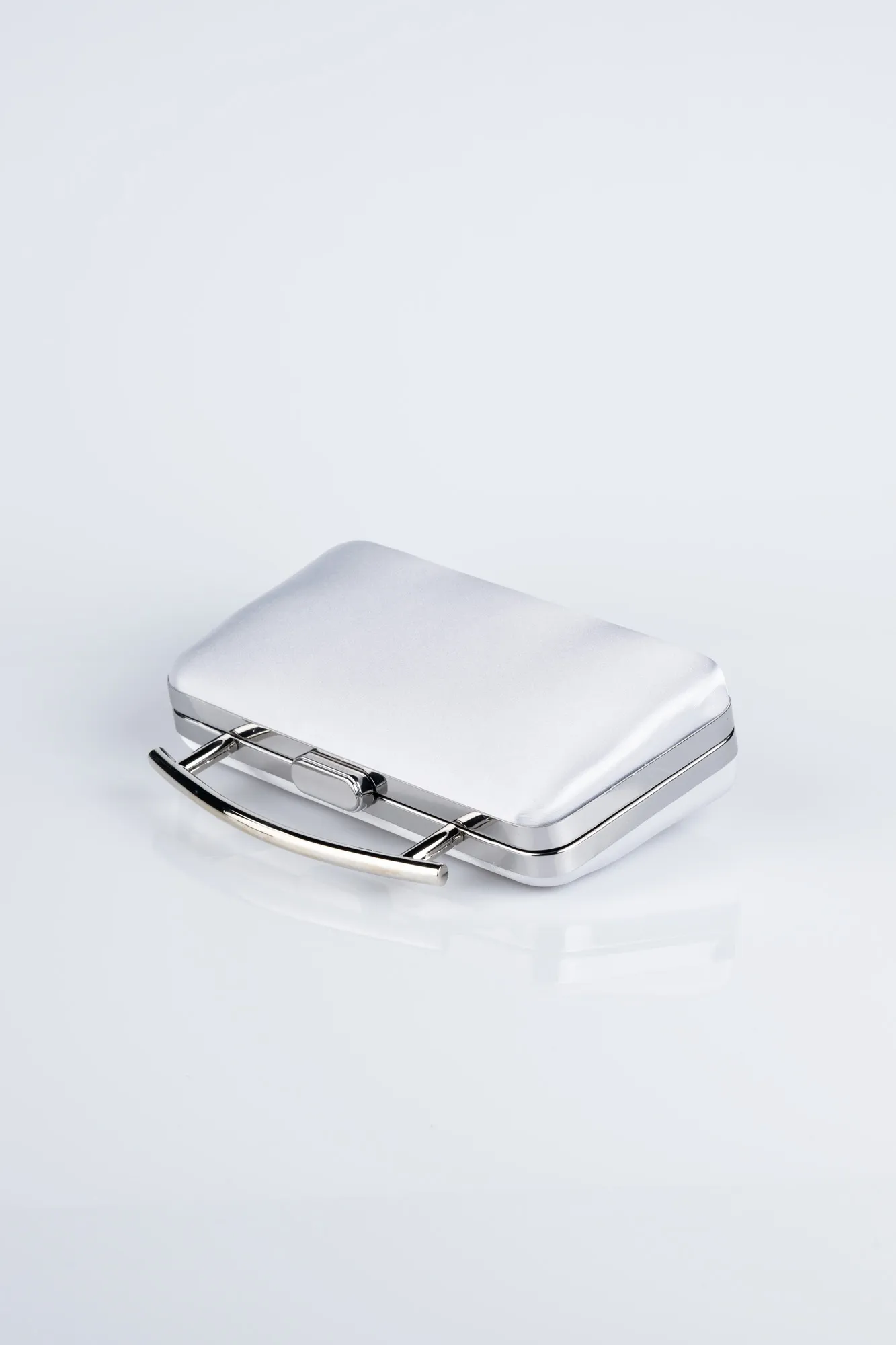 Silver-Satin Box Bag V756