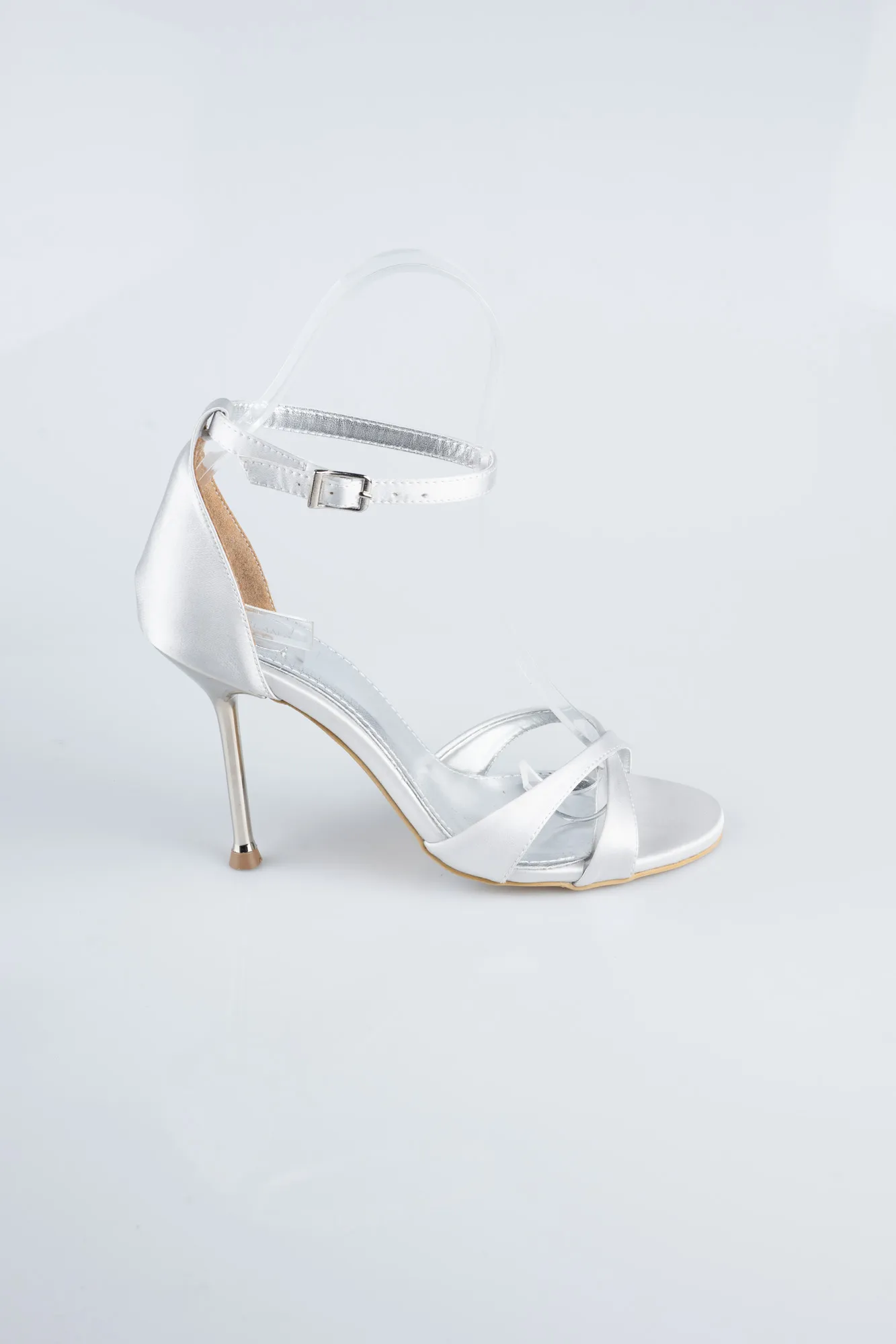 Silver-Satin Evening Shoe ABS1155