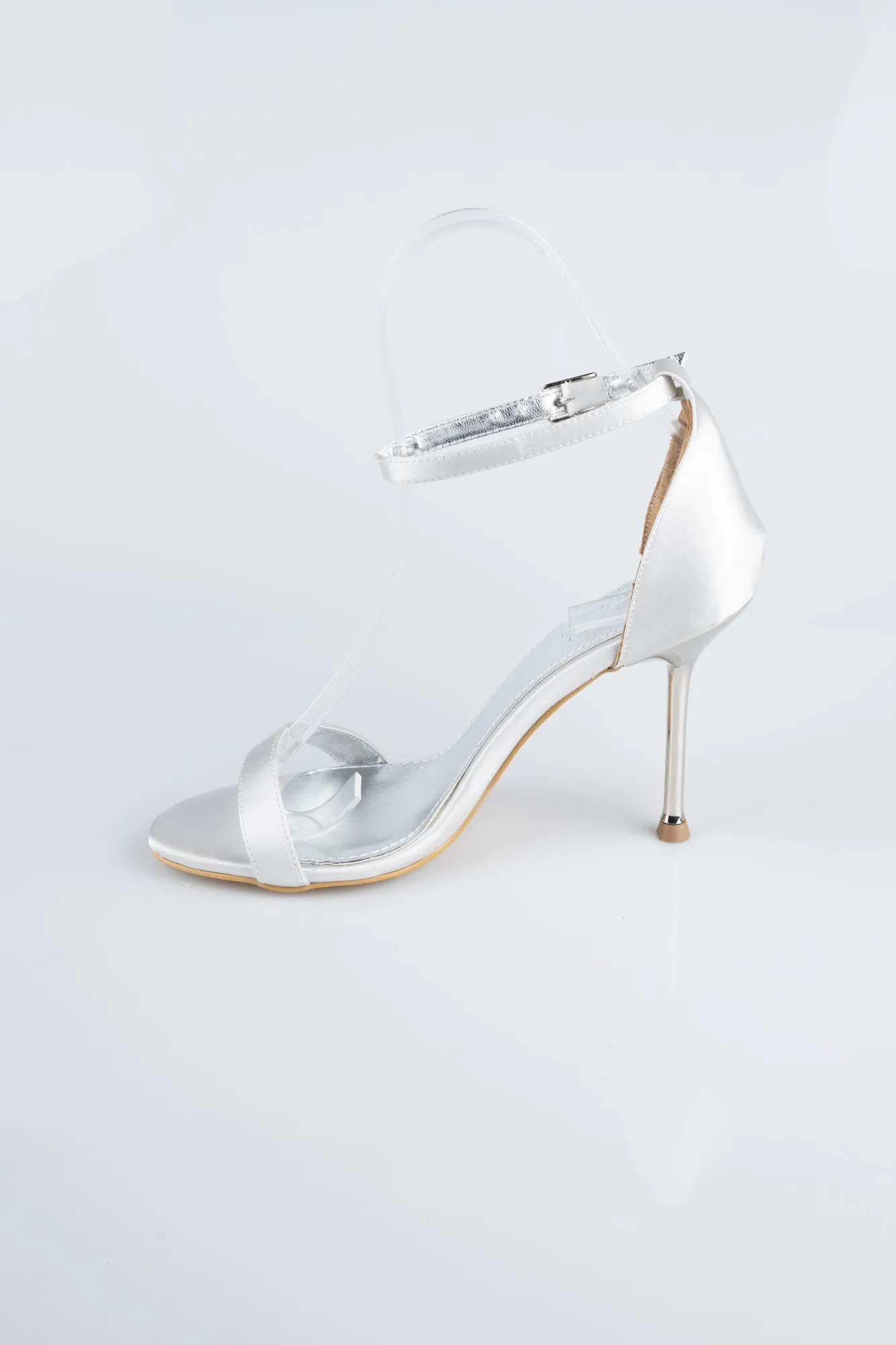 Silver-Satin Evening Shoe ABS1157