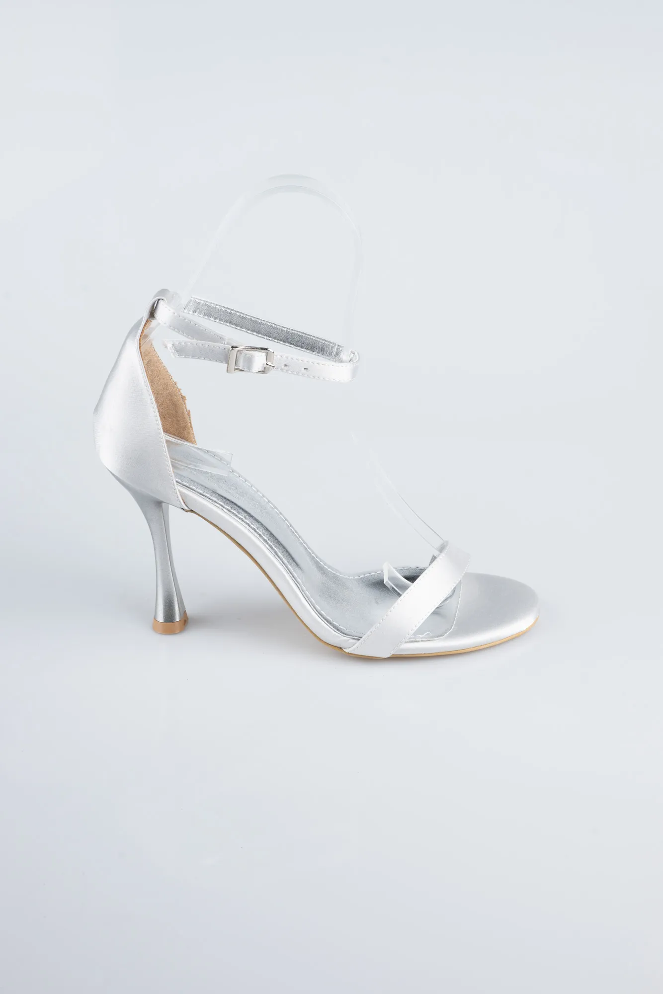 Silver-Satin Evening Shoe ABS1158