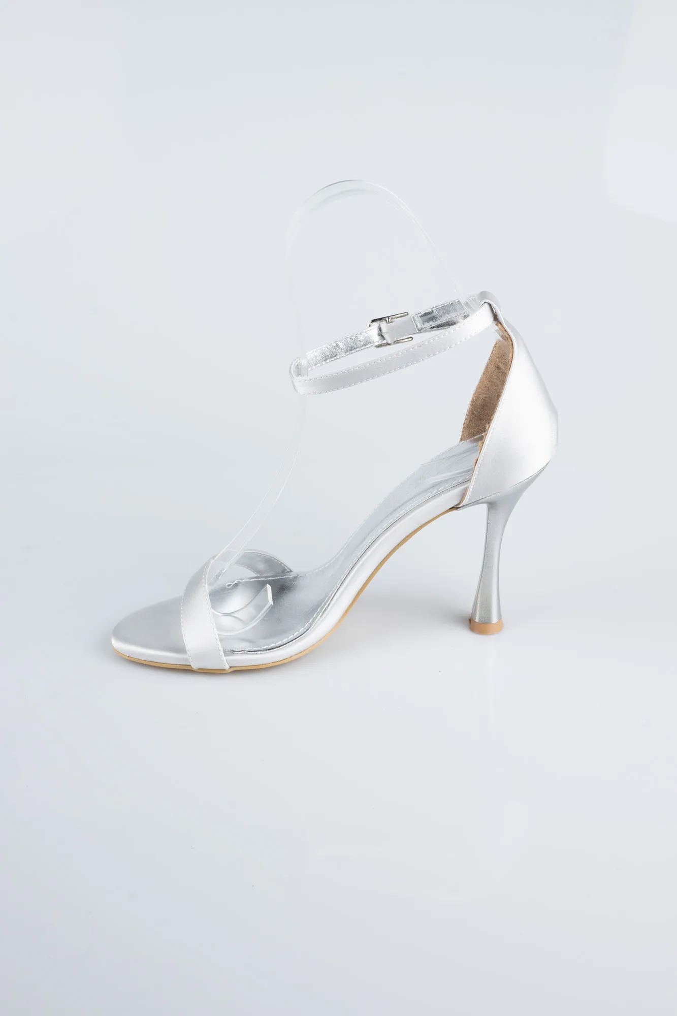 Silver-Satin Evening Shoe ABS1158