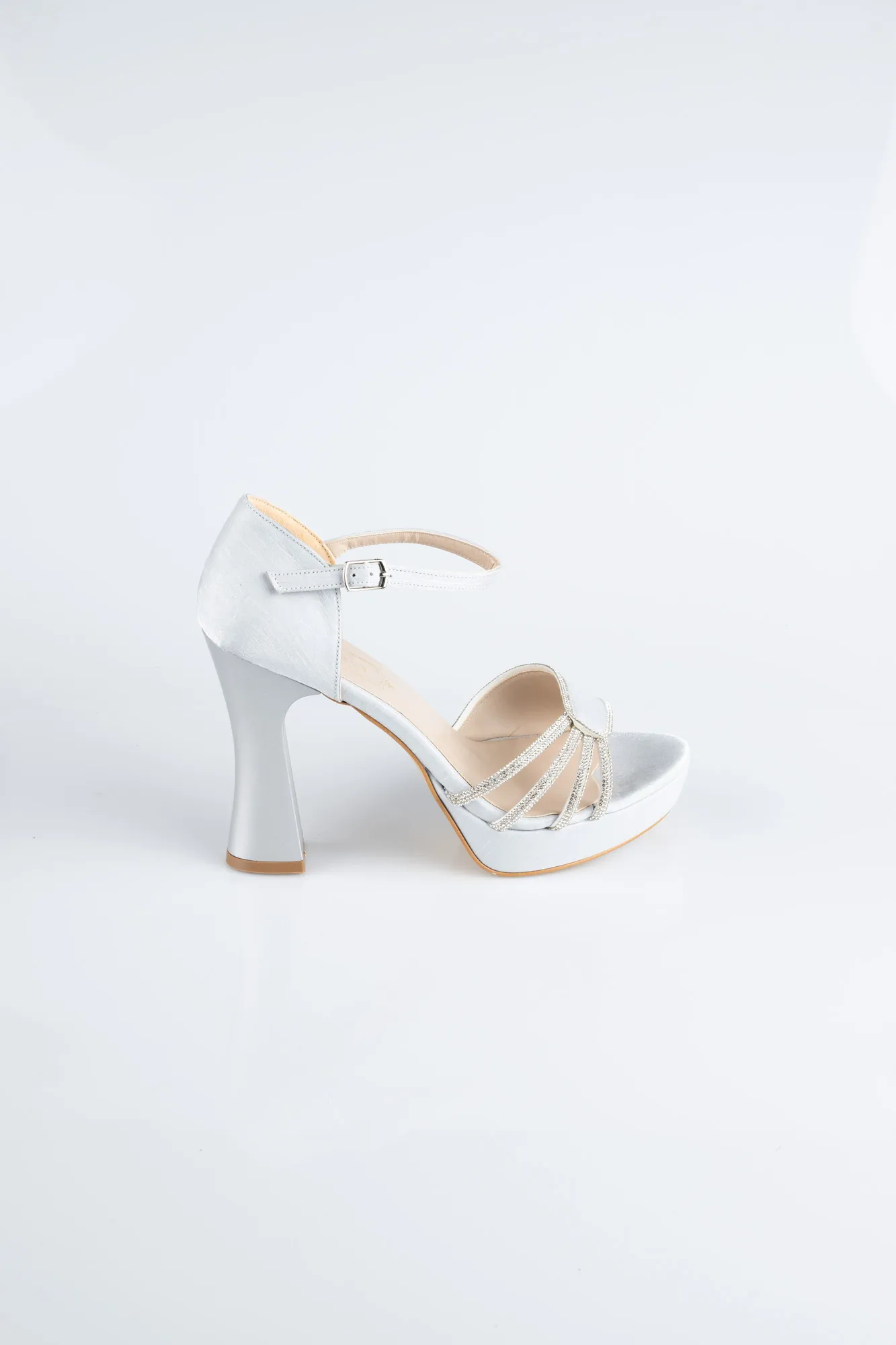 Silver-Satin Platform Heel MJS3409