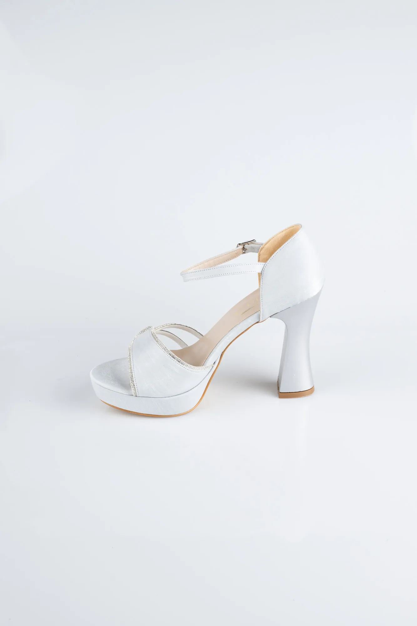 Silver-Satin Platform Heel MJS3409