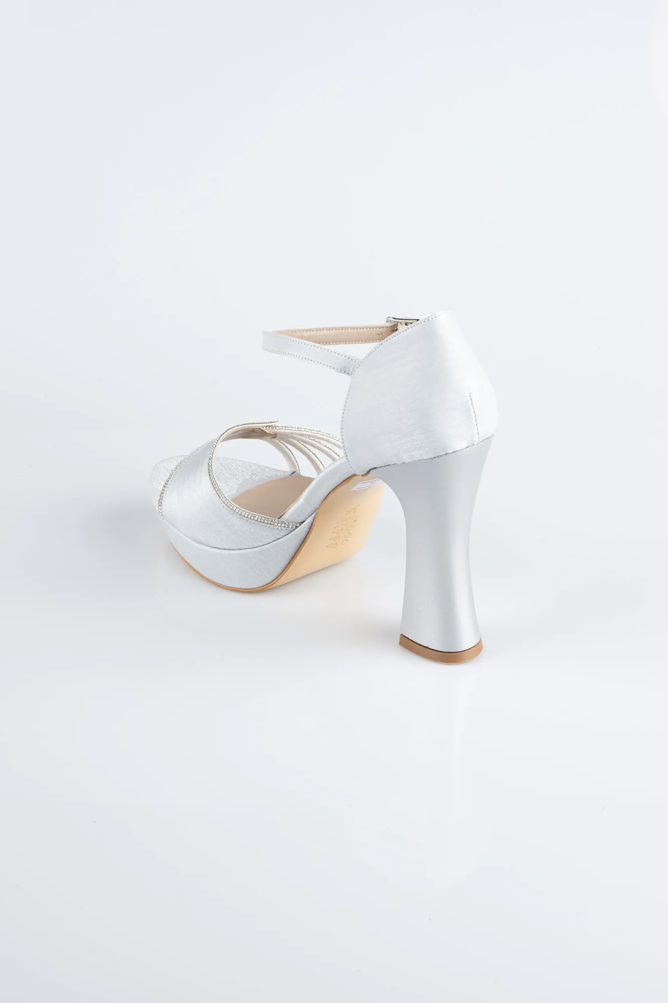 Silver-Satin Platform Heel MJS3409
