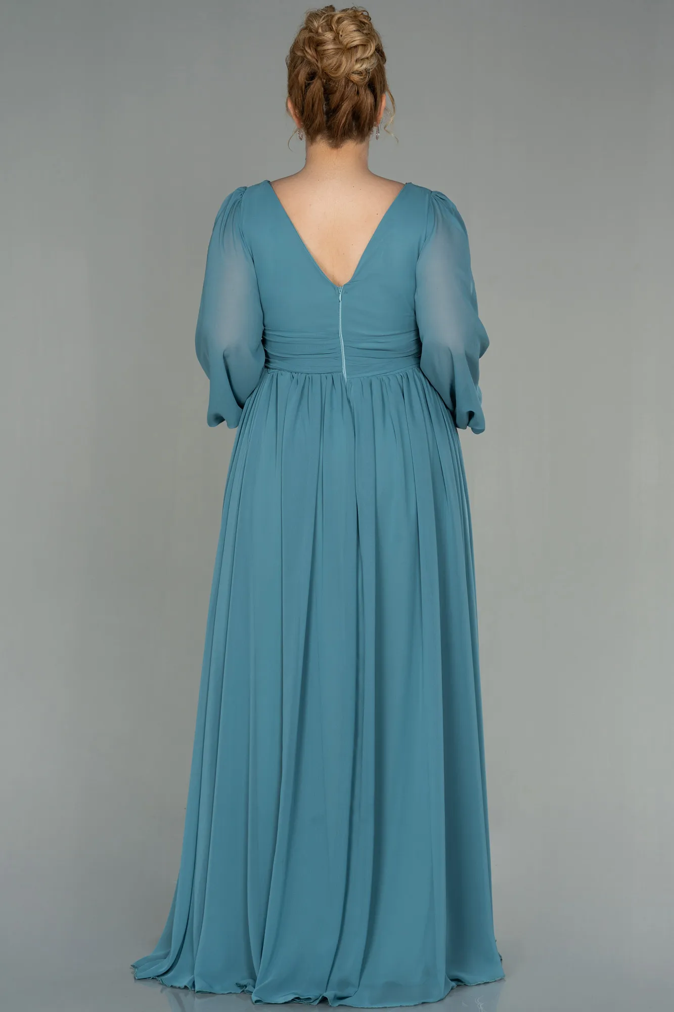 Turquoise-Long Chiffon Oversized Evening Dress ABU1988