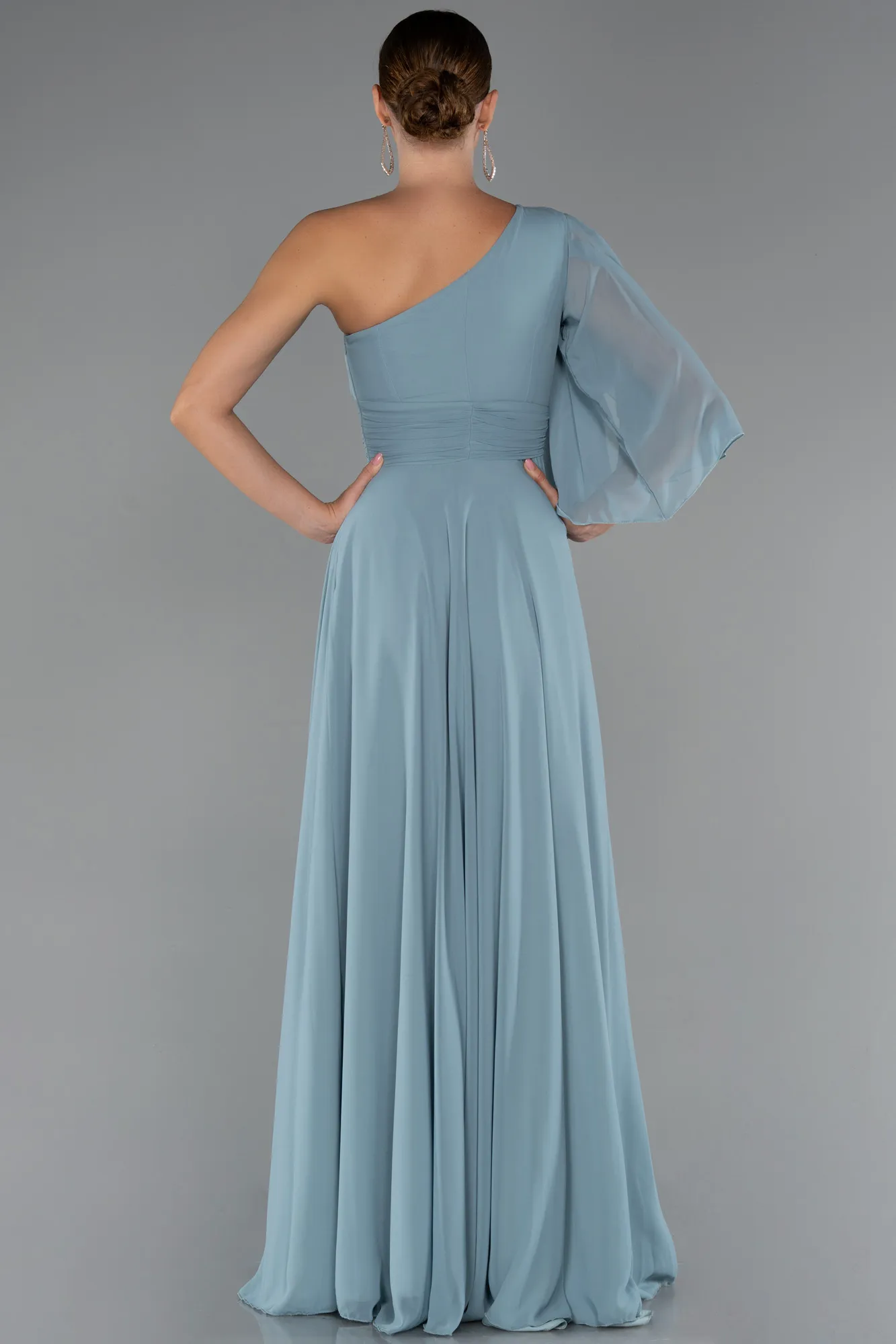 Turquoise-Long Chiffon Prom Gown ABU5259