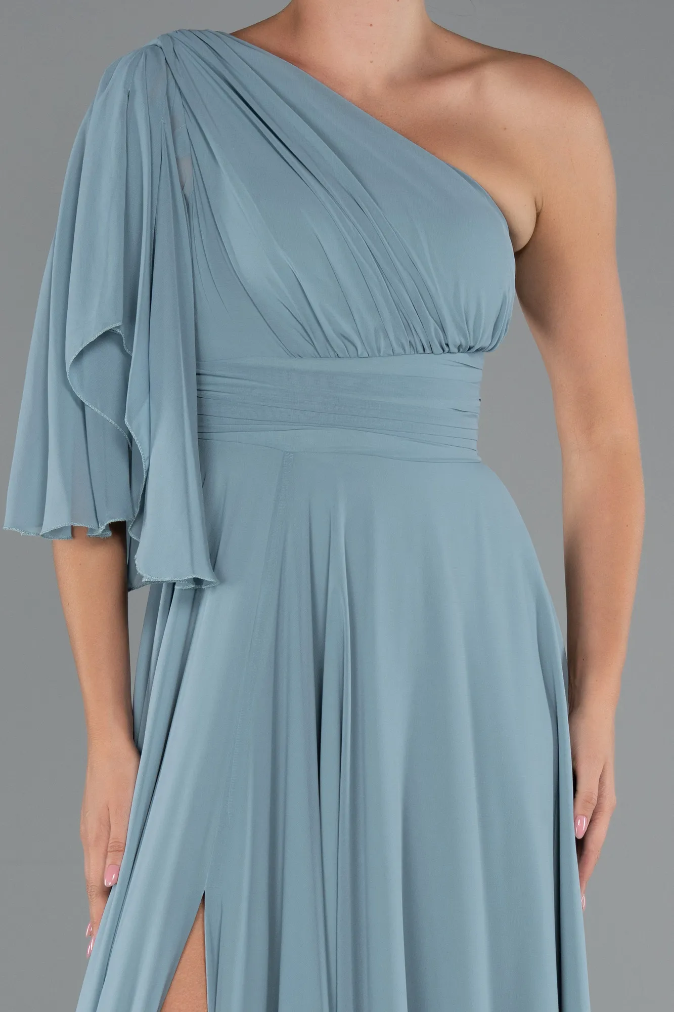 Turquoise-Long Chiffon Prom Gown ABU5259