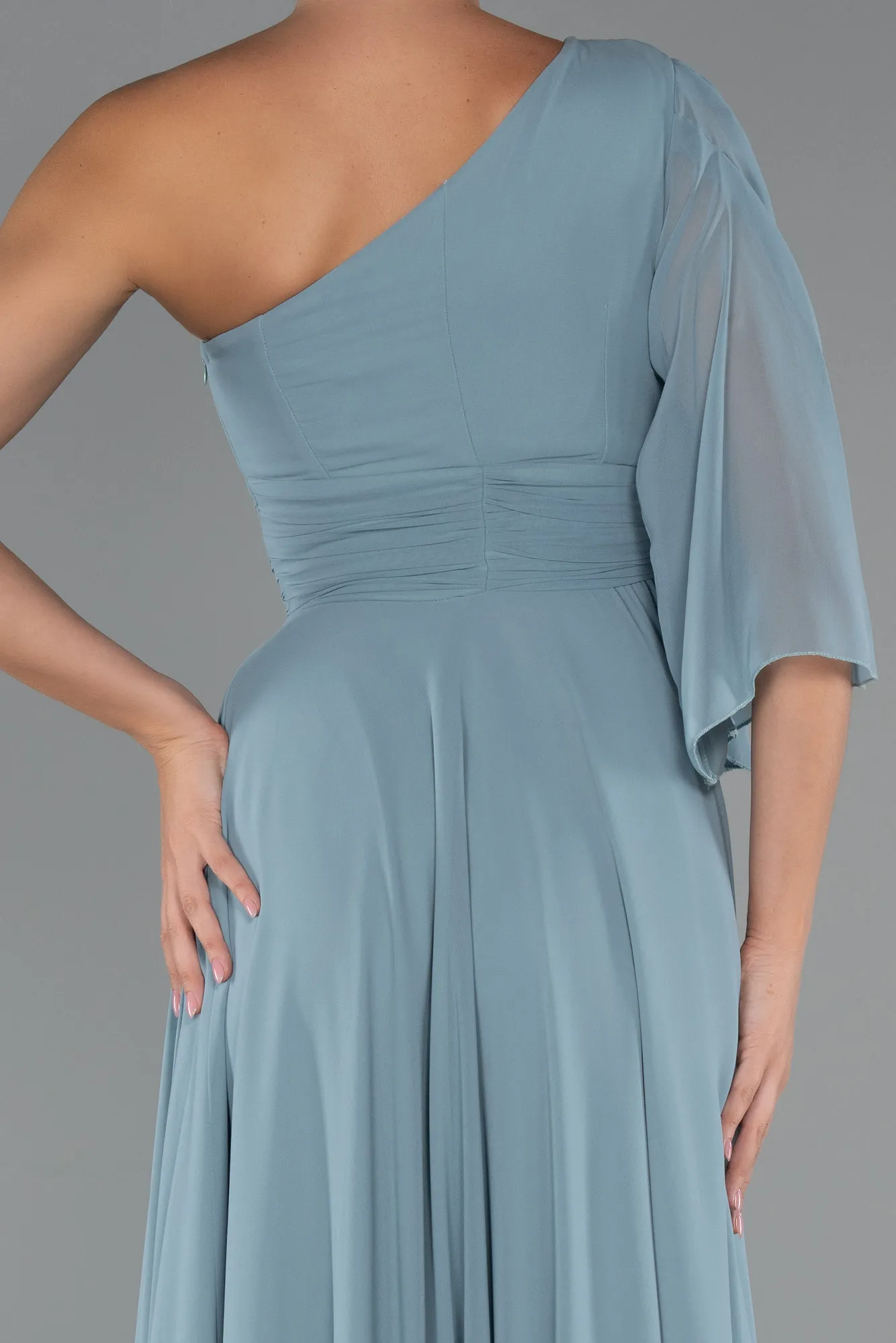 Turquoise-Long Chiffon Prom Gown ABU5259