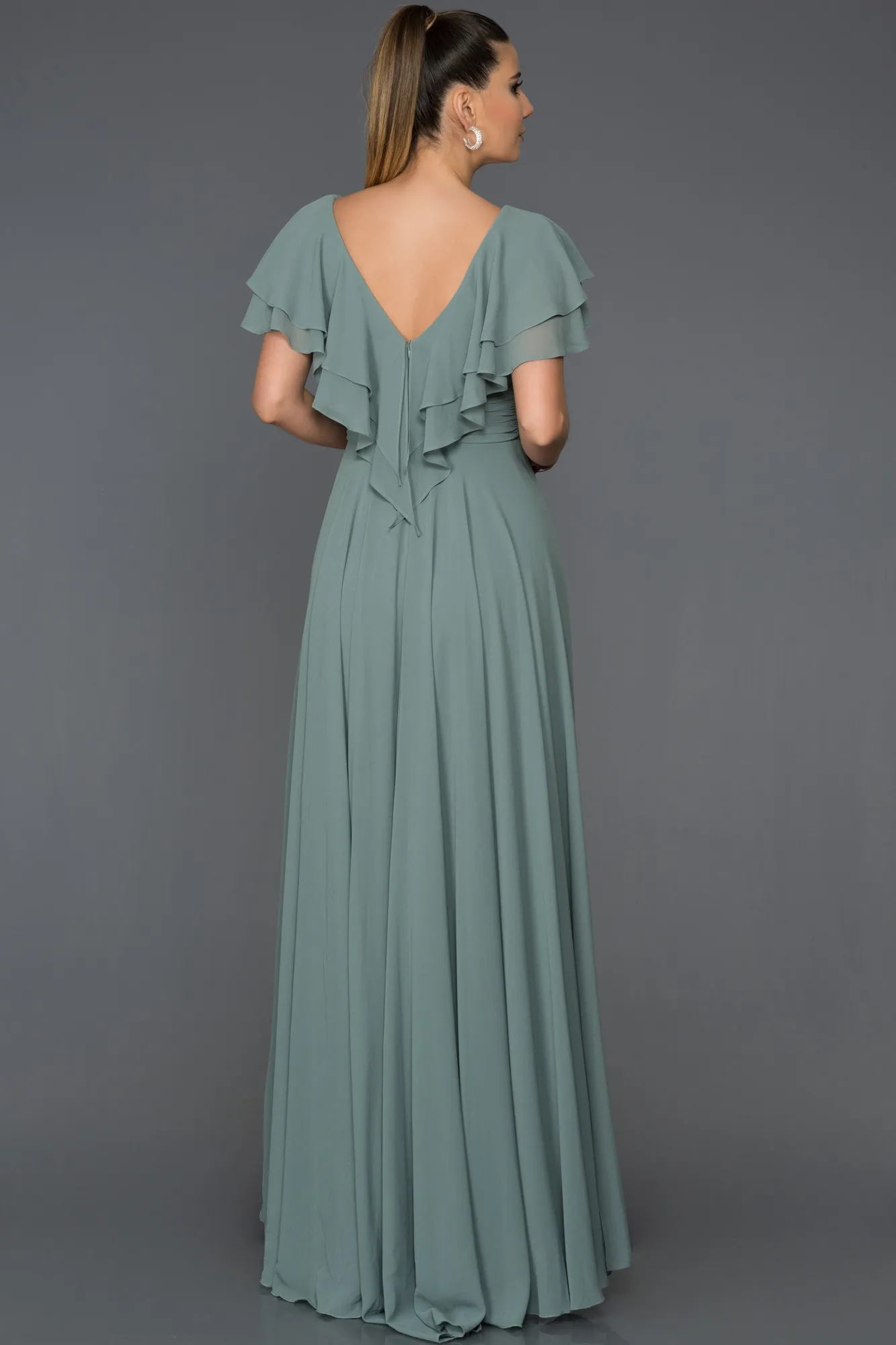 Turquoise-Long Plus Size Evening Dress ABU032