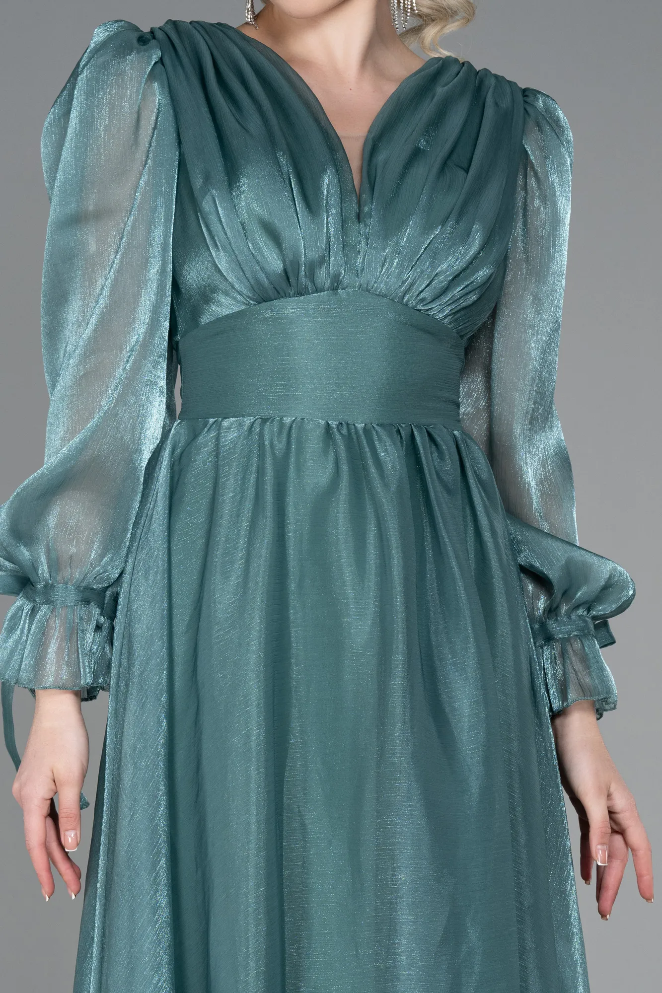 Turquoise-Long Evening Dress ABU1951