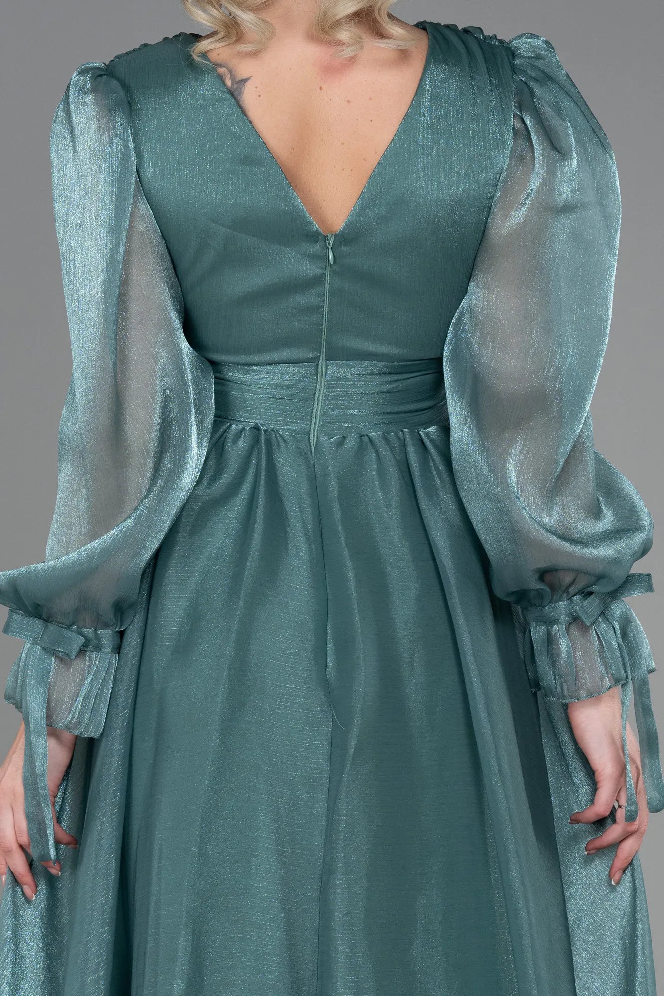 Turquoise-Long Evening Dress ABU1951