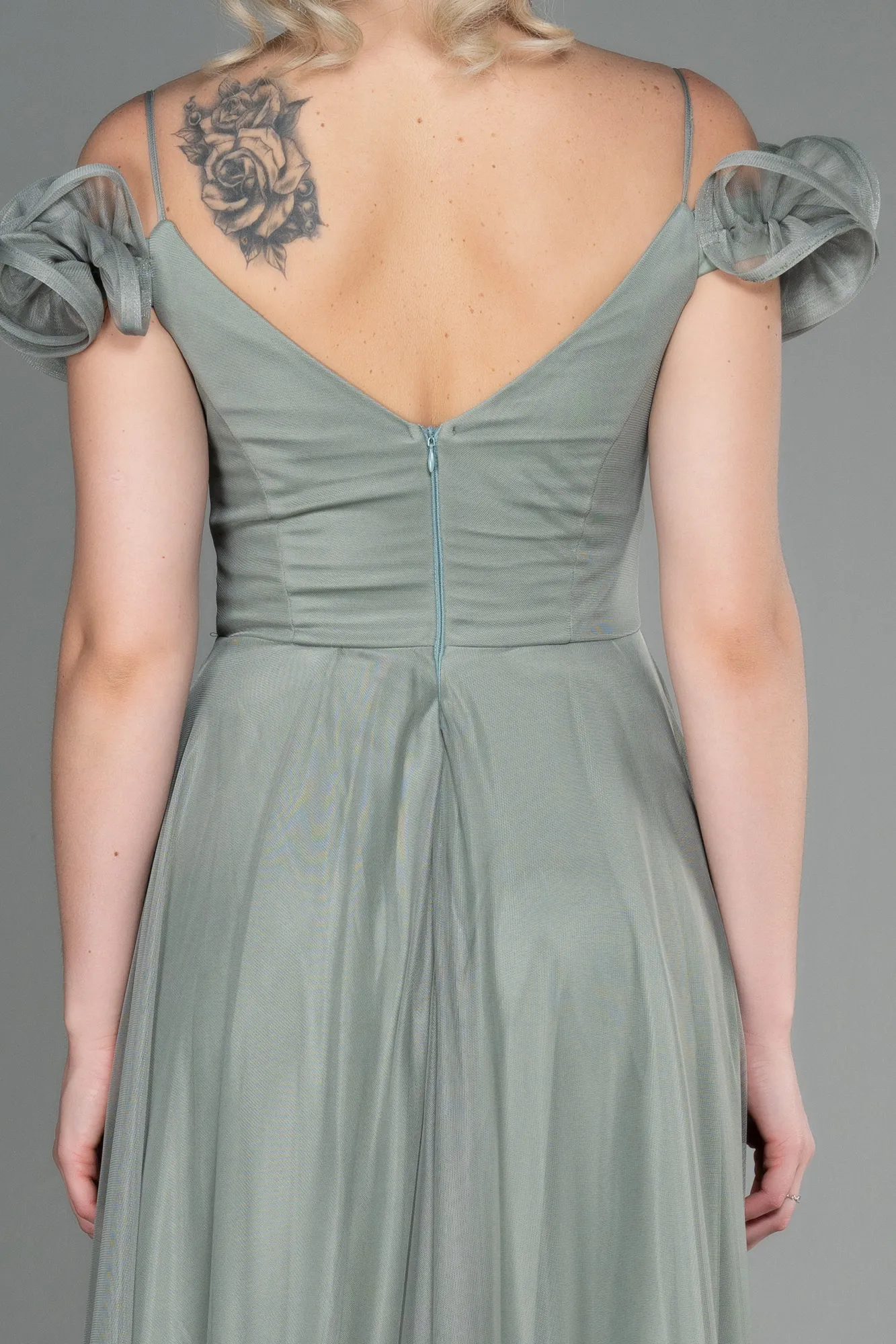 Turquoise-Long Evening Dress ABU3272