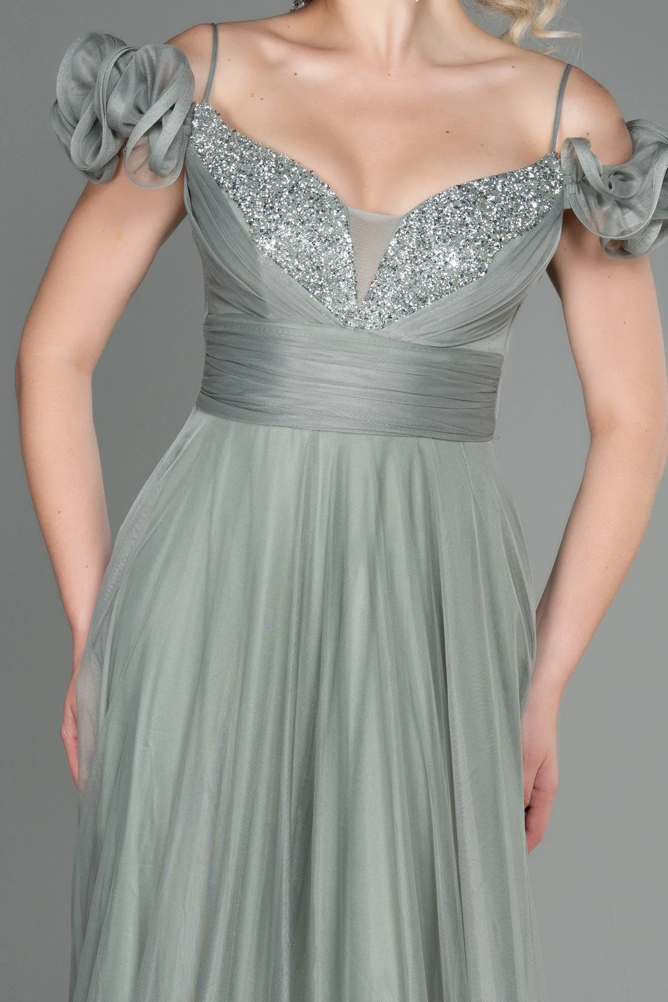 Turquoise-Long Evening Dress ABU3272