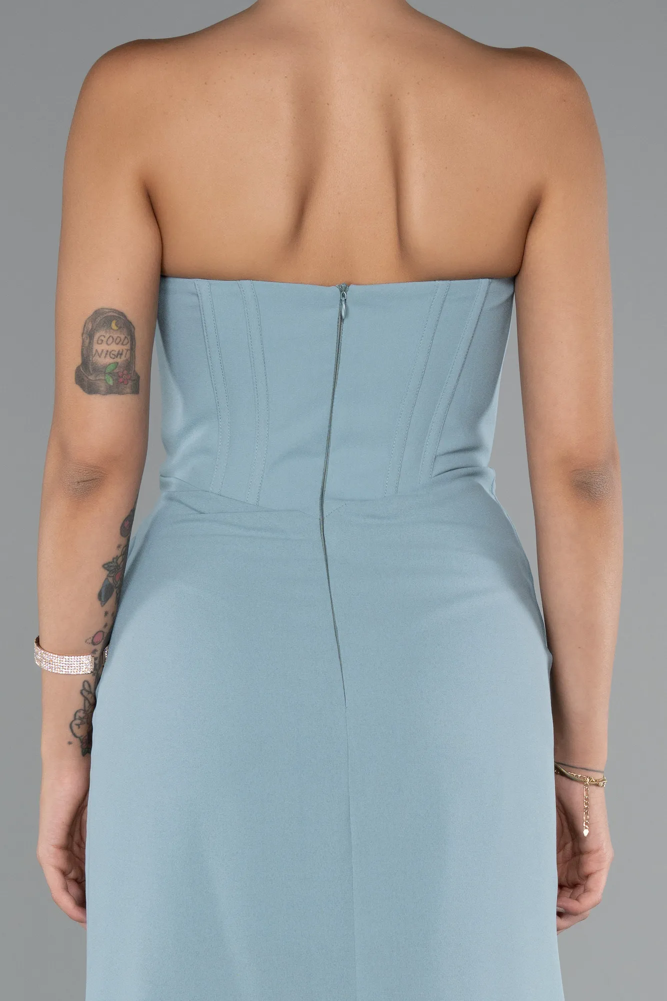 Turquoise-Long Evening Dress ABU5096