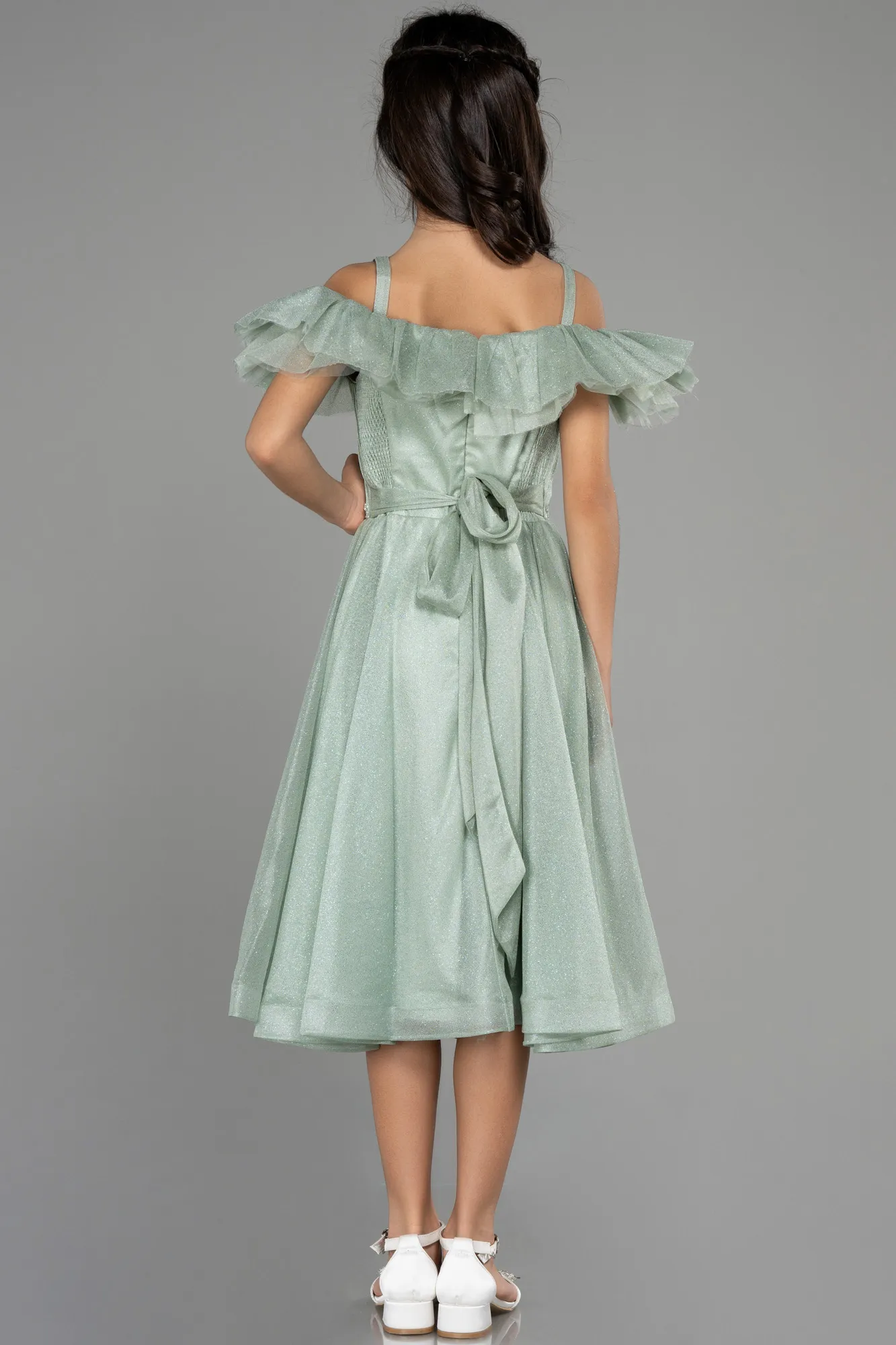 Turquoise-Long Girl Dress ABU3728