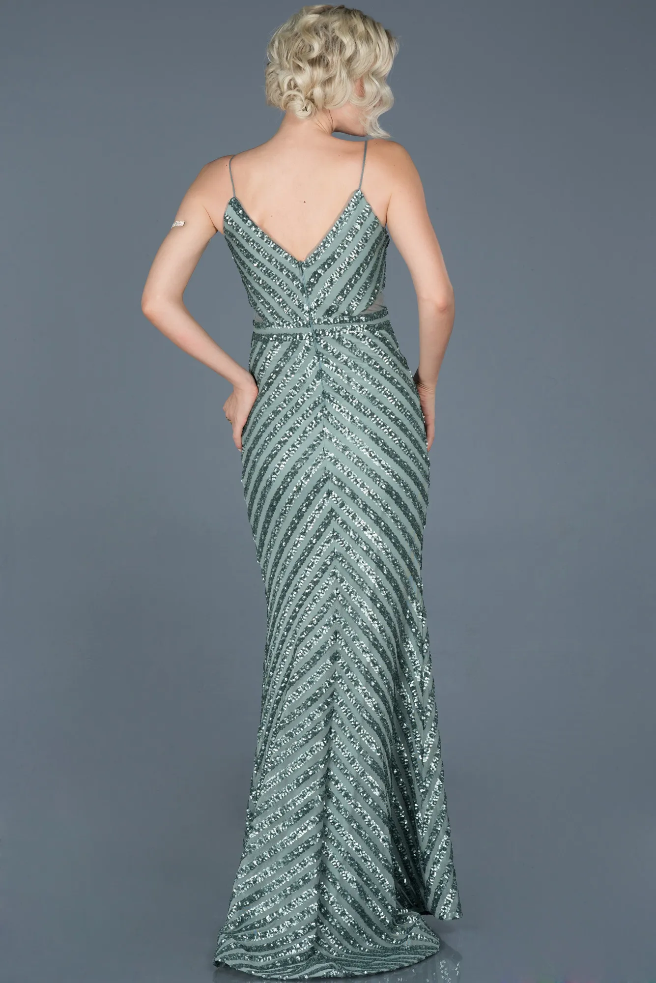 Turquoise-Long Mermaid Evening Dress ABU892