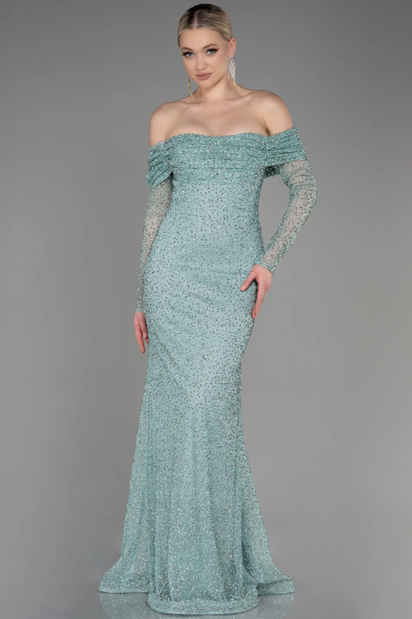 Turquoise-Long Mermaid Prom Dress ABU3777