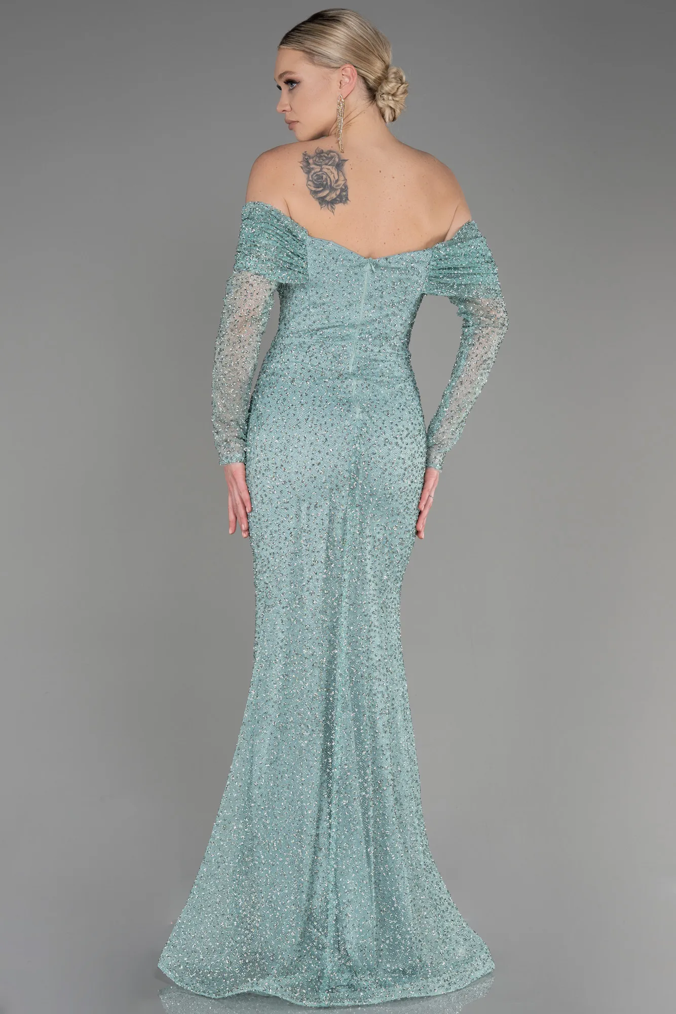 Turquoise-Long Mermaid Prom Dress ABU3777