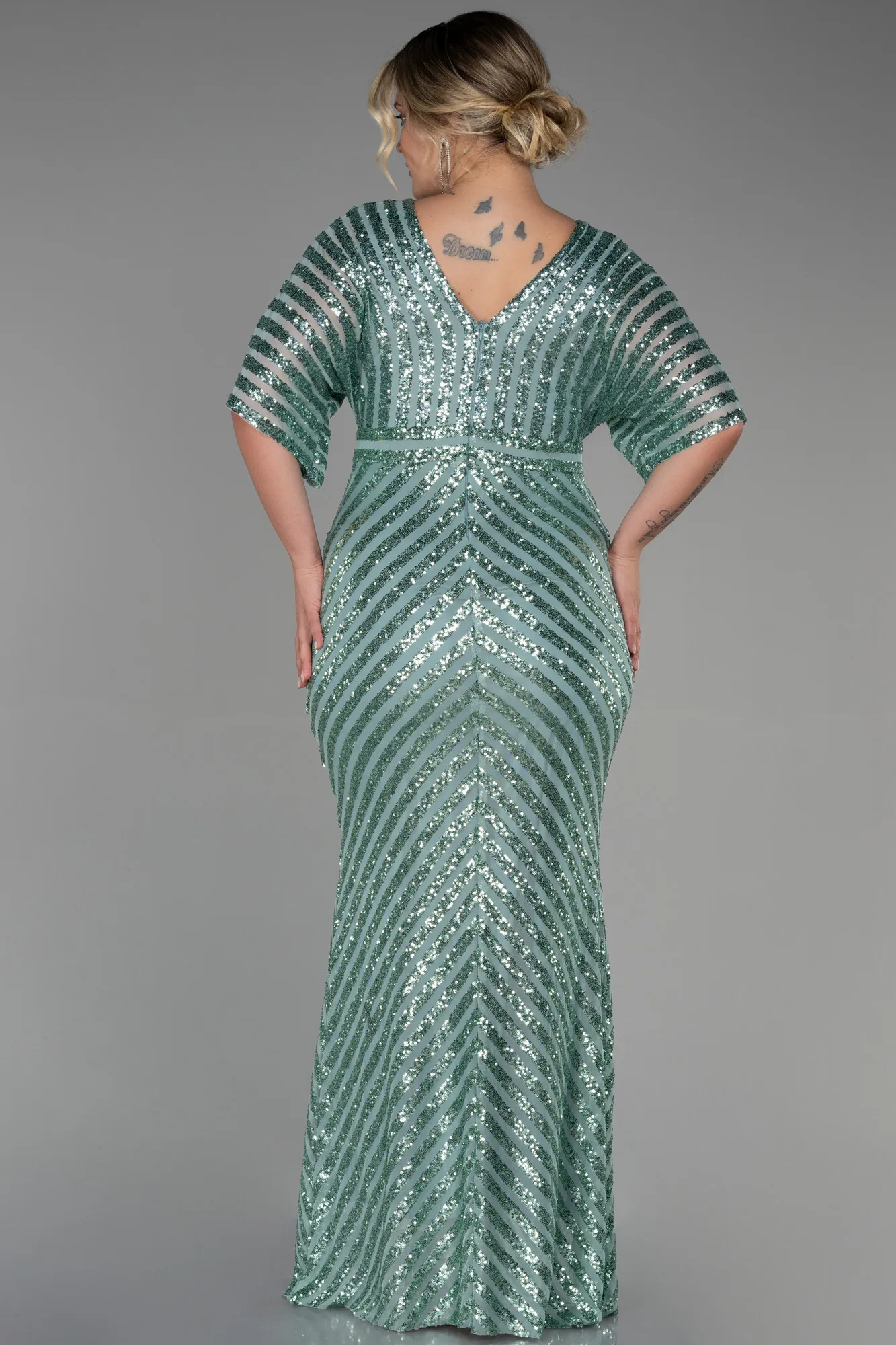 Turquoise-Long Plus Size Evening Dress ABU2309